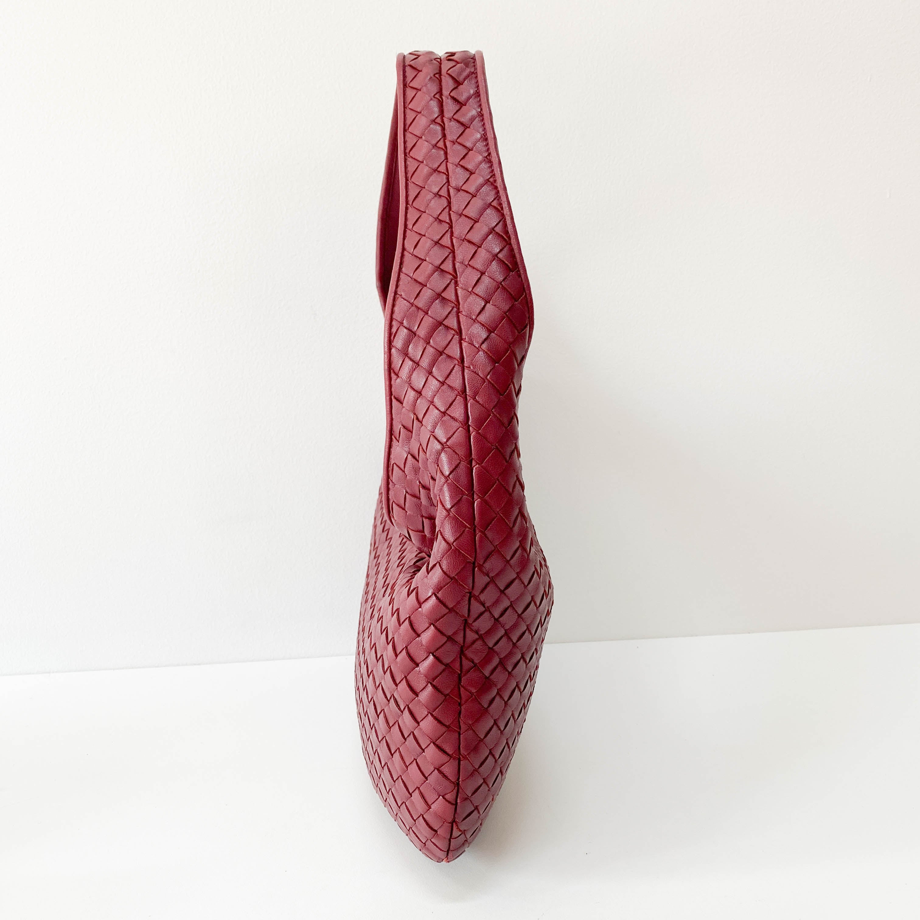 Intrecciato Red Leather Hobo Bag