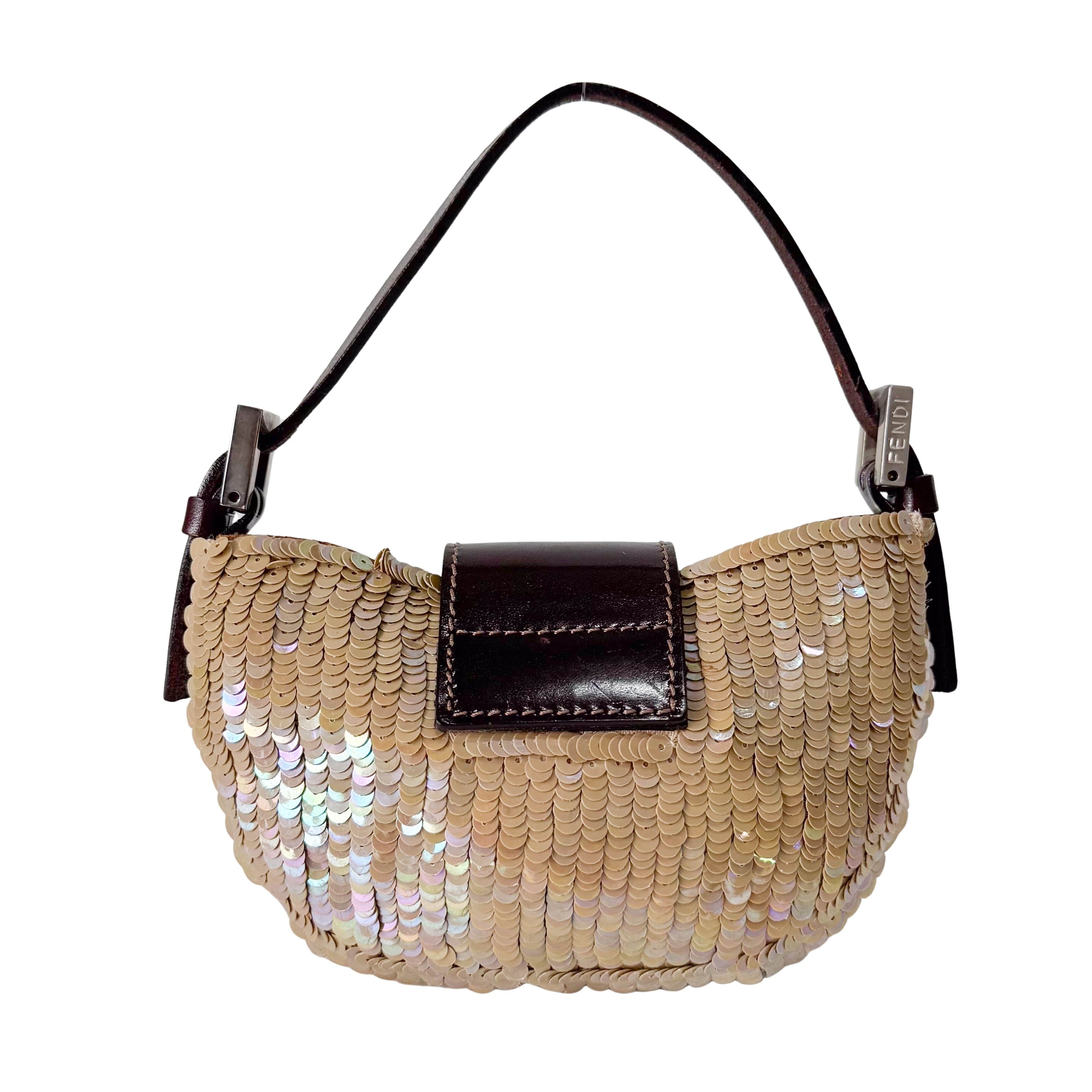 Sparkle Gold Sequin Mini Croissant Bag