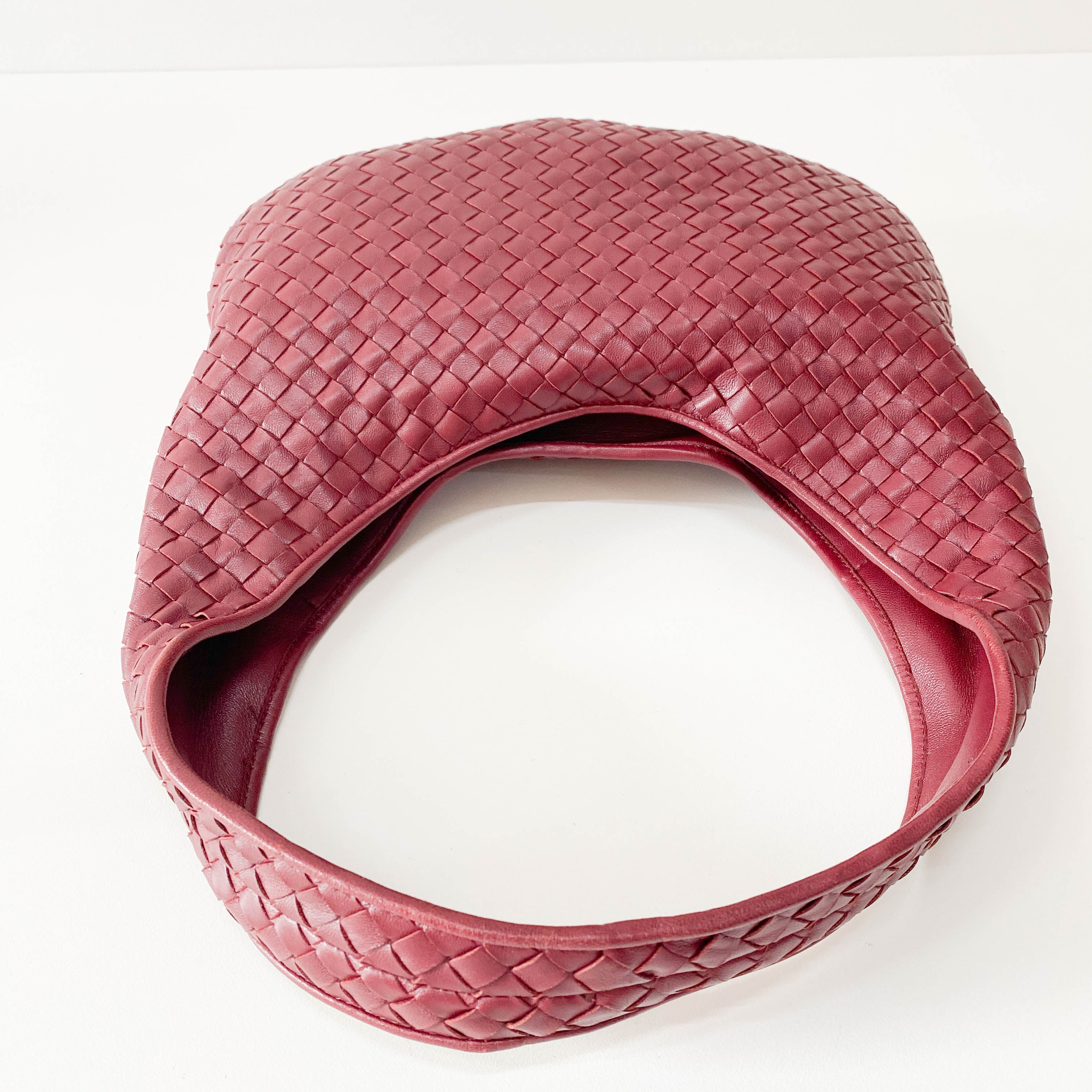 Intrecciato Red Leather Hobo Bag