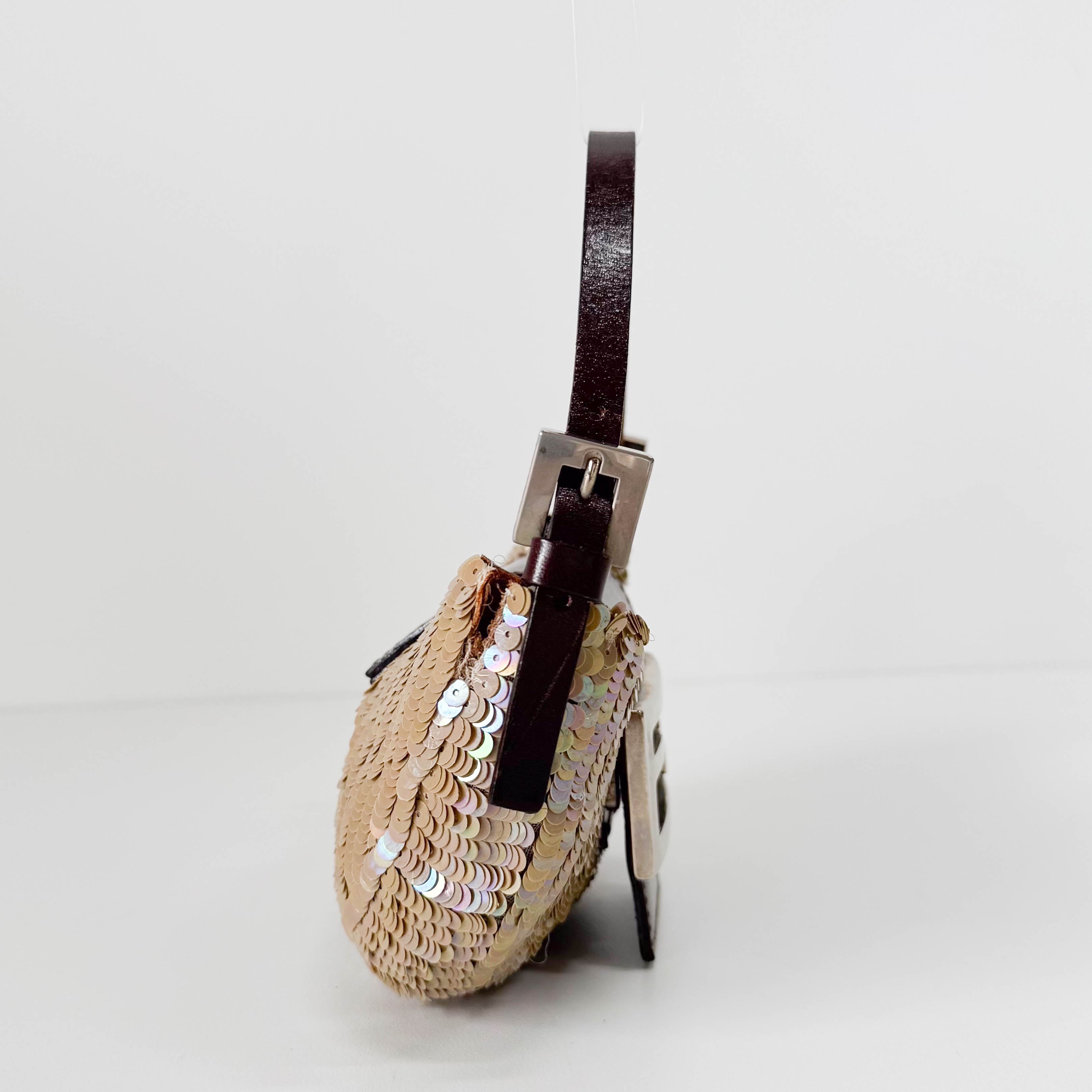 Sparkle Gold Sequin Mini Croissant Bag