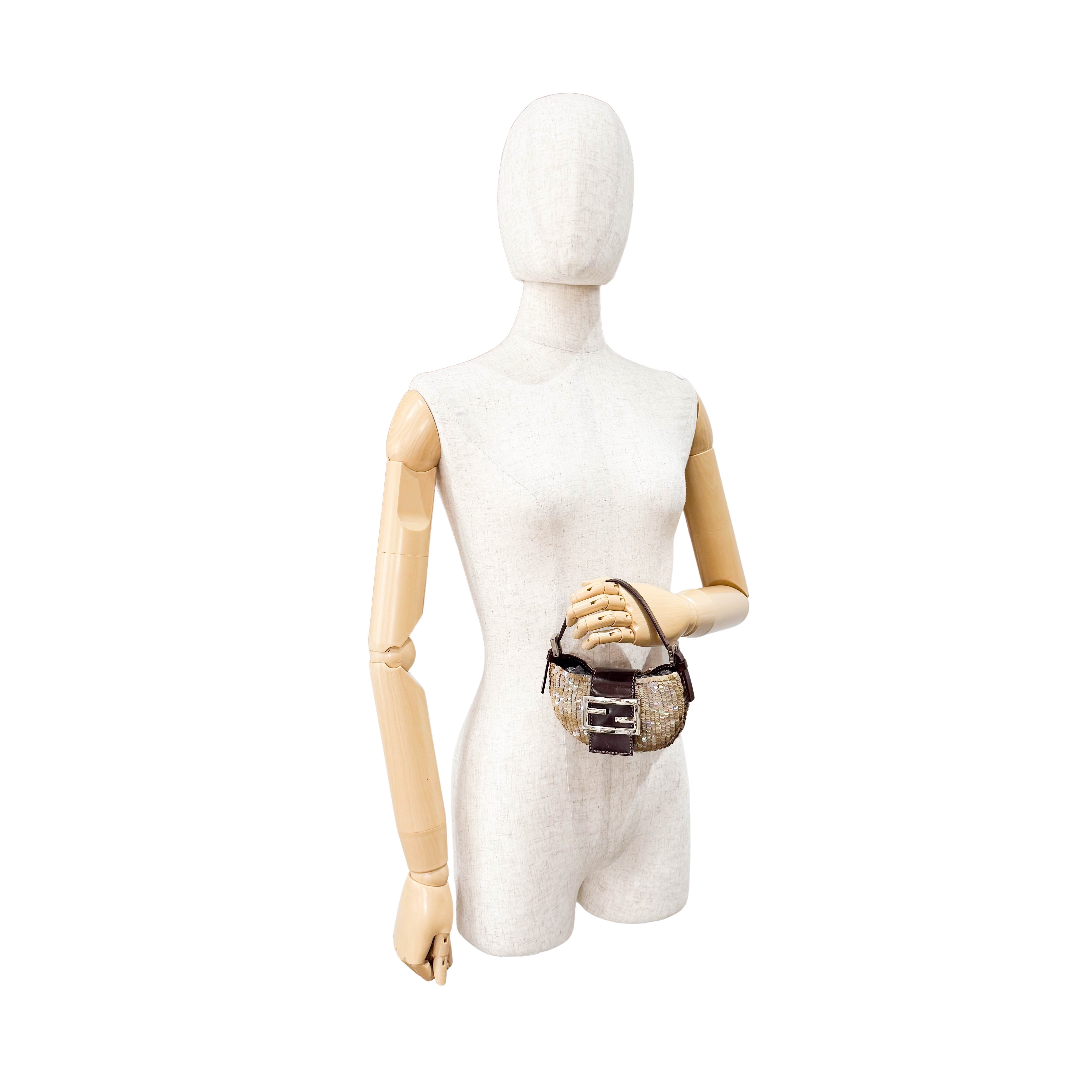 Sparkle Gold Sequin Mini Croissant Bag