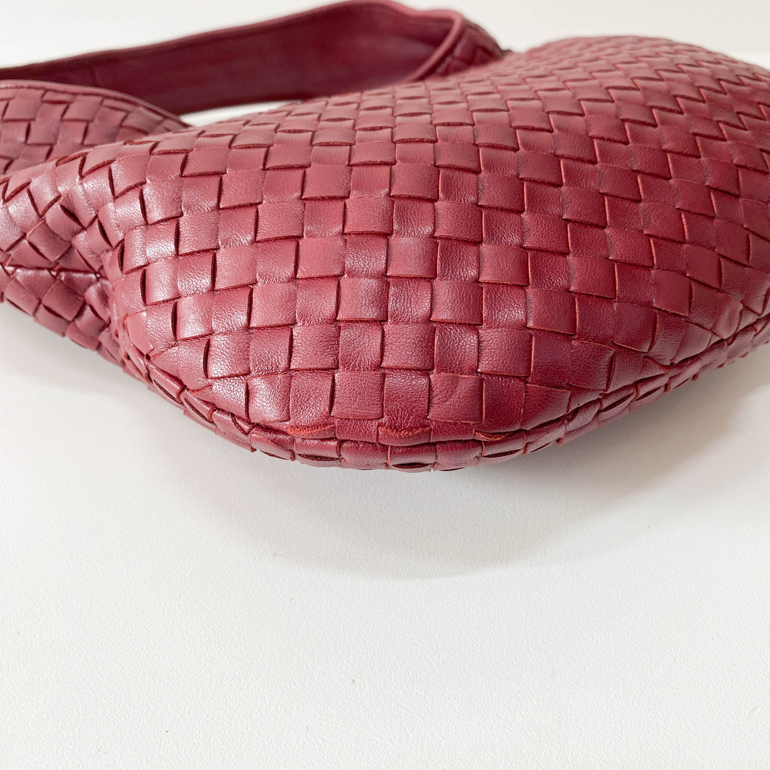 Intrecciato Red Leather Hobo Bag