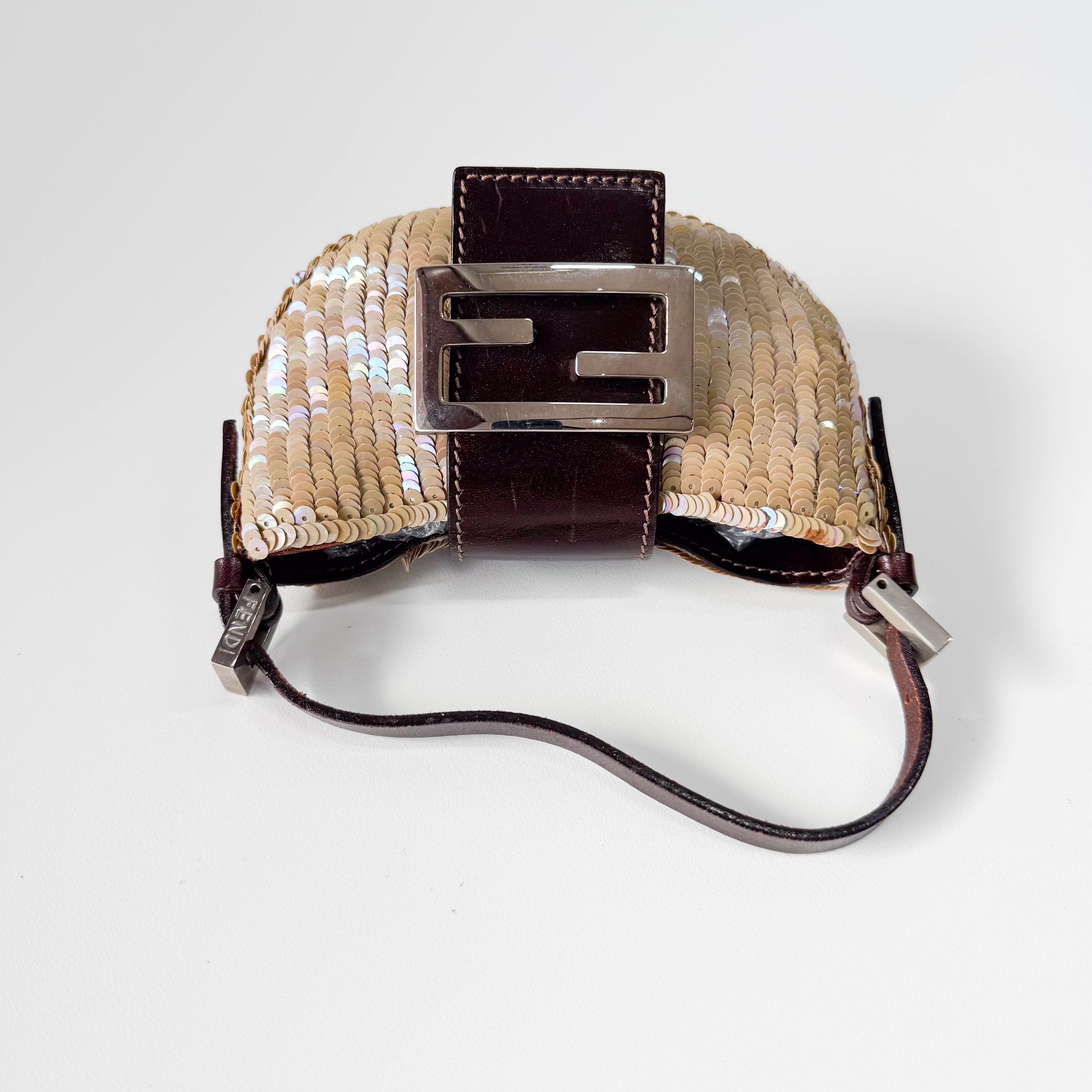 Sparkle Gold Sequin Mini Croissant Bag