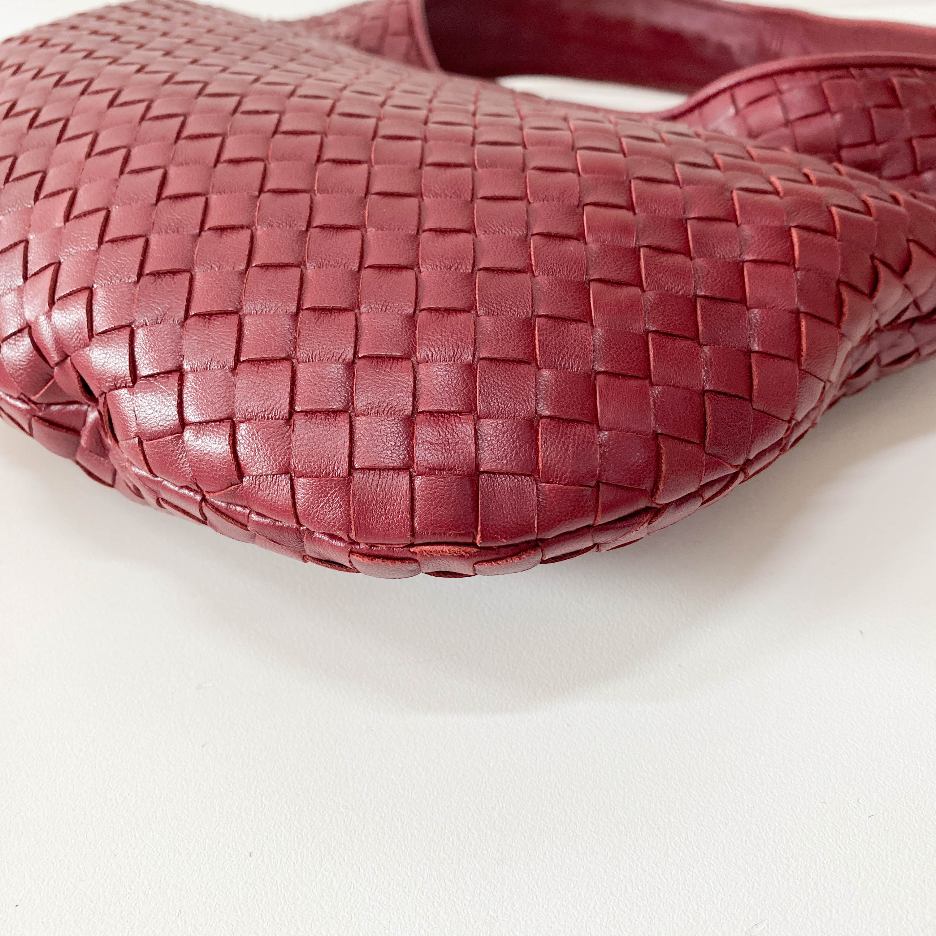 Intrecciato Red Leather Hobo Bag