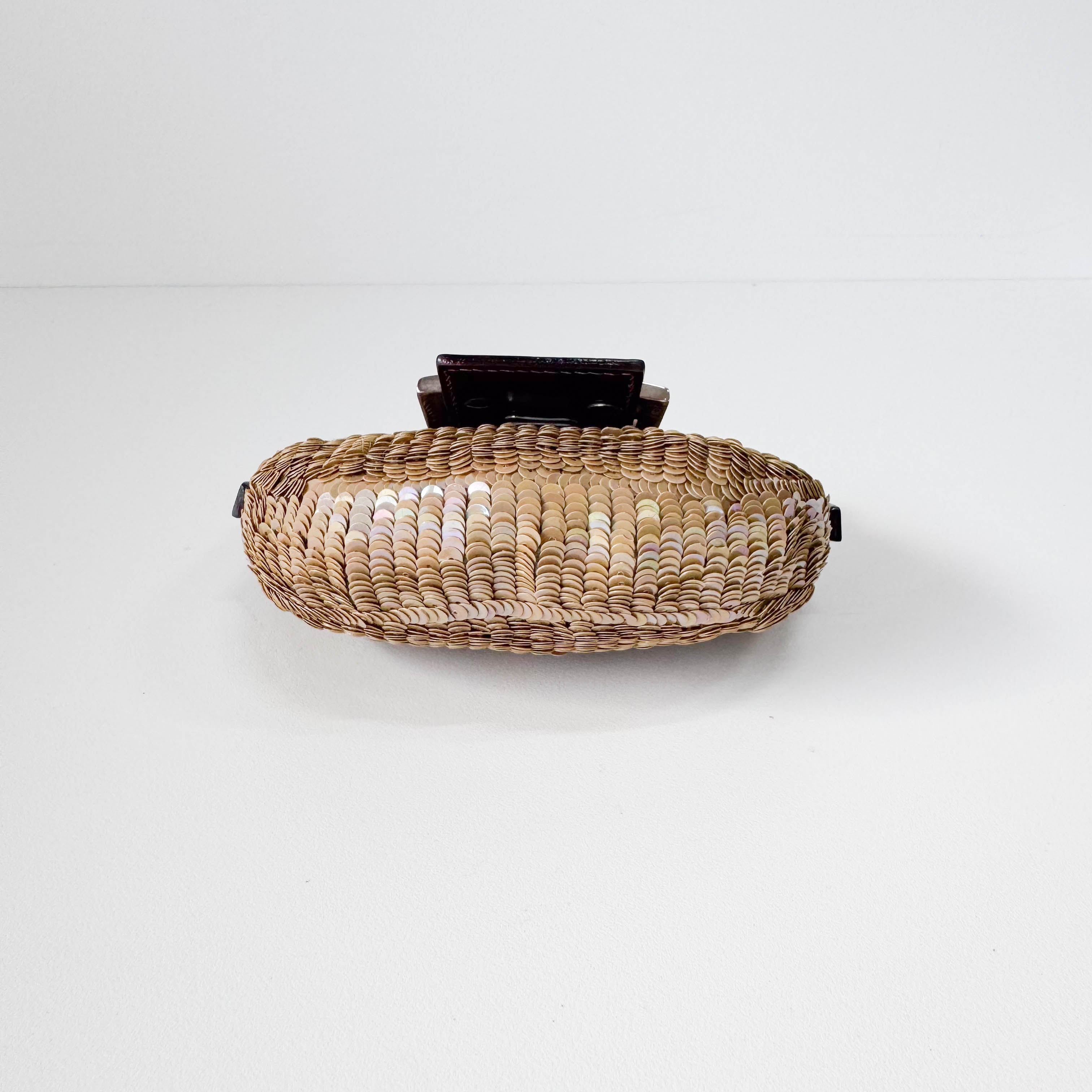 Sparkle Gold Sequin Mini Croissant Bag