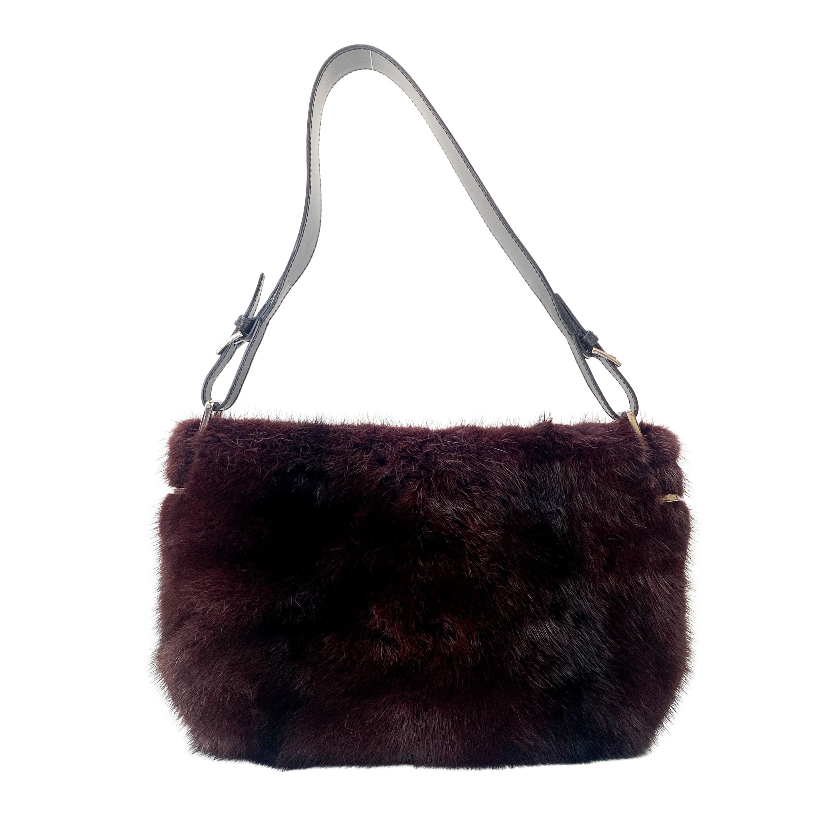 Red Mink Fur Shoulder Bag