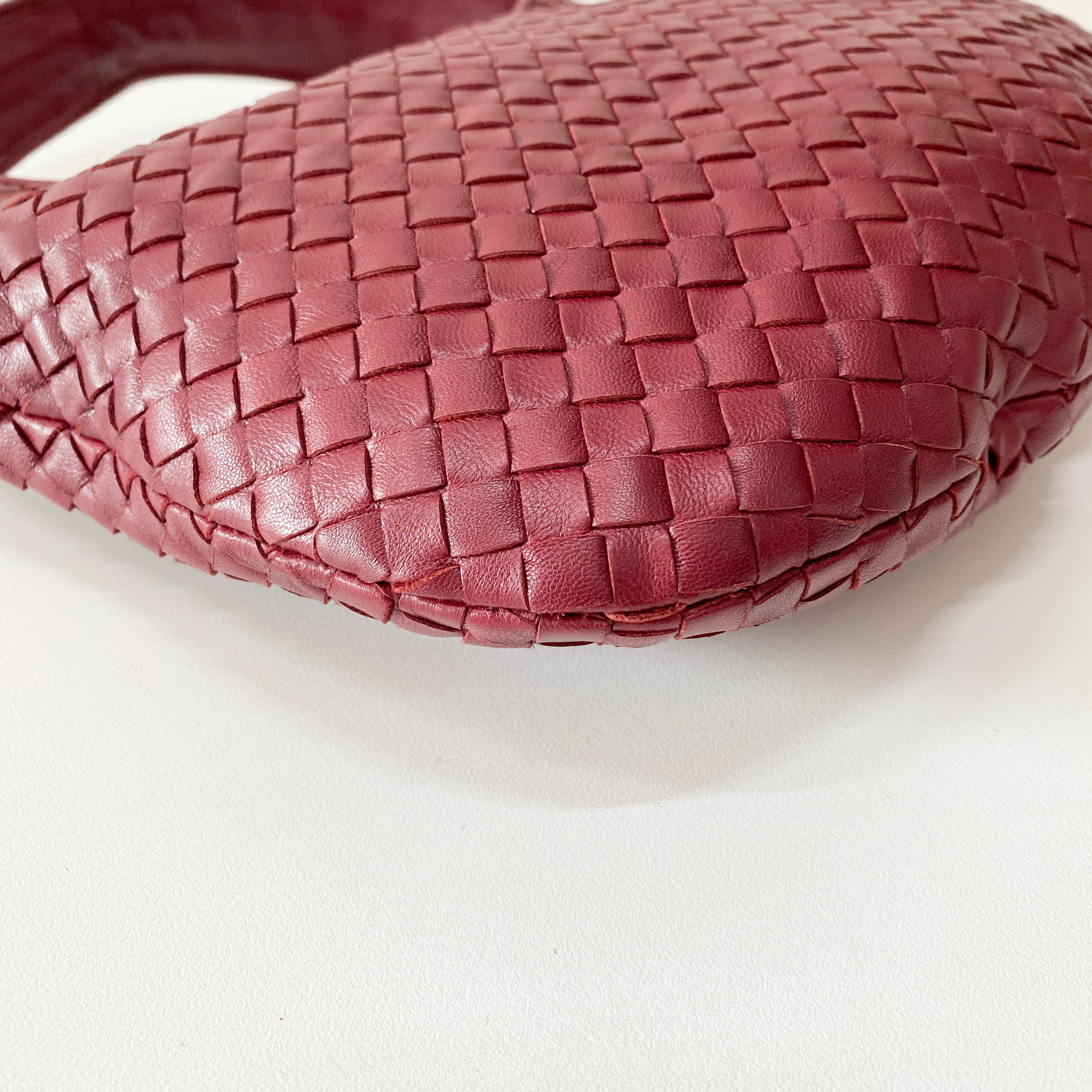 Intrecciato Red Leather Hobo Bag