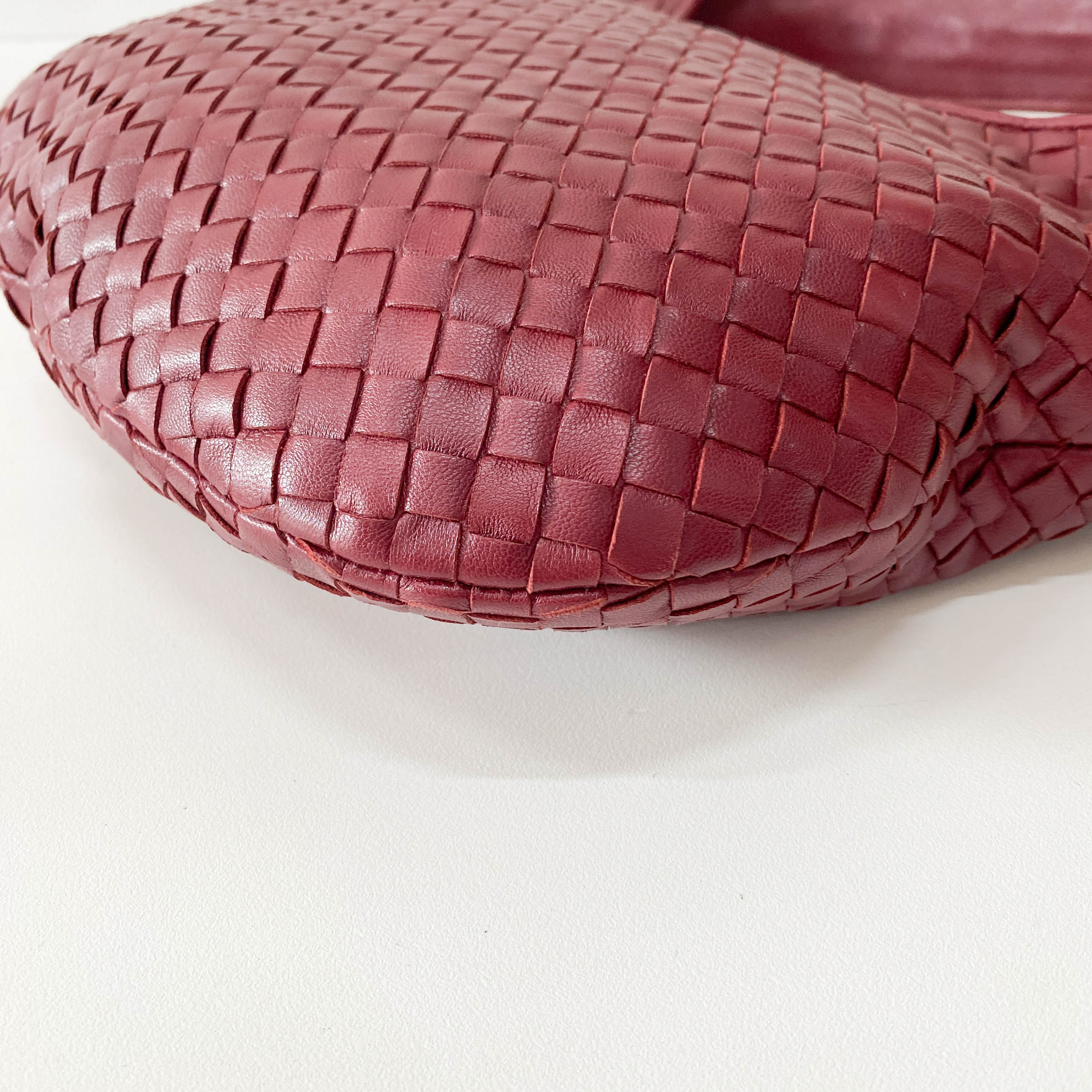 Intrecciato Red Leather Hobo Bag