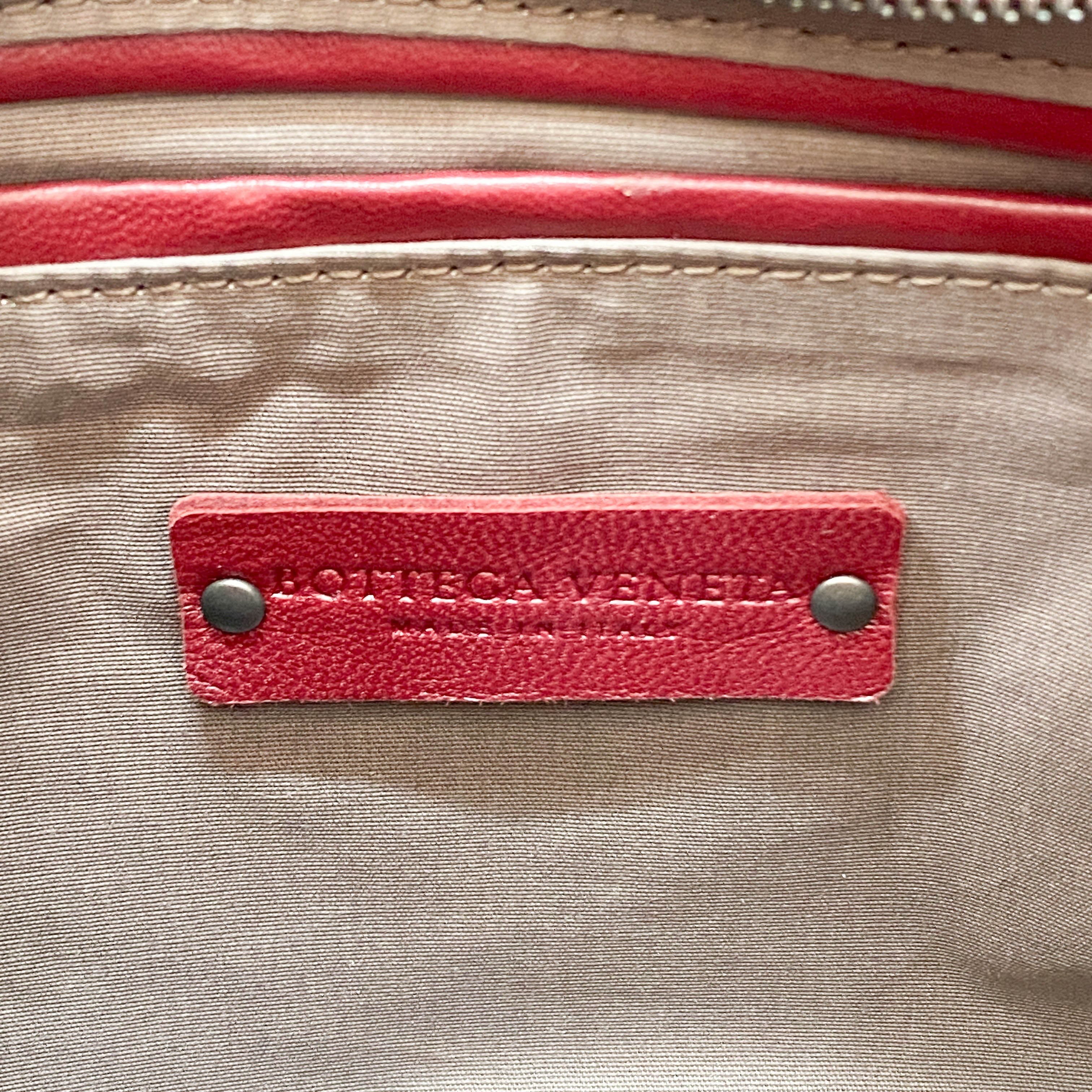 Intrecciato Red Leather Hobo Bag