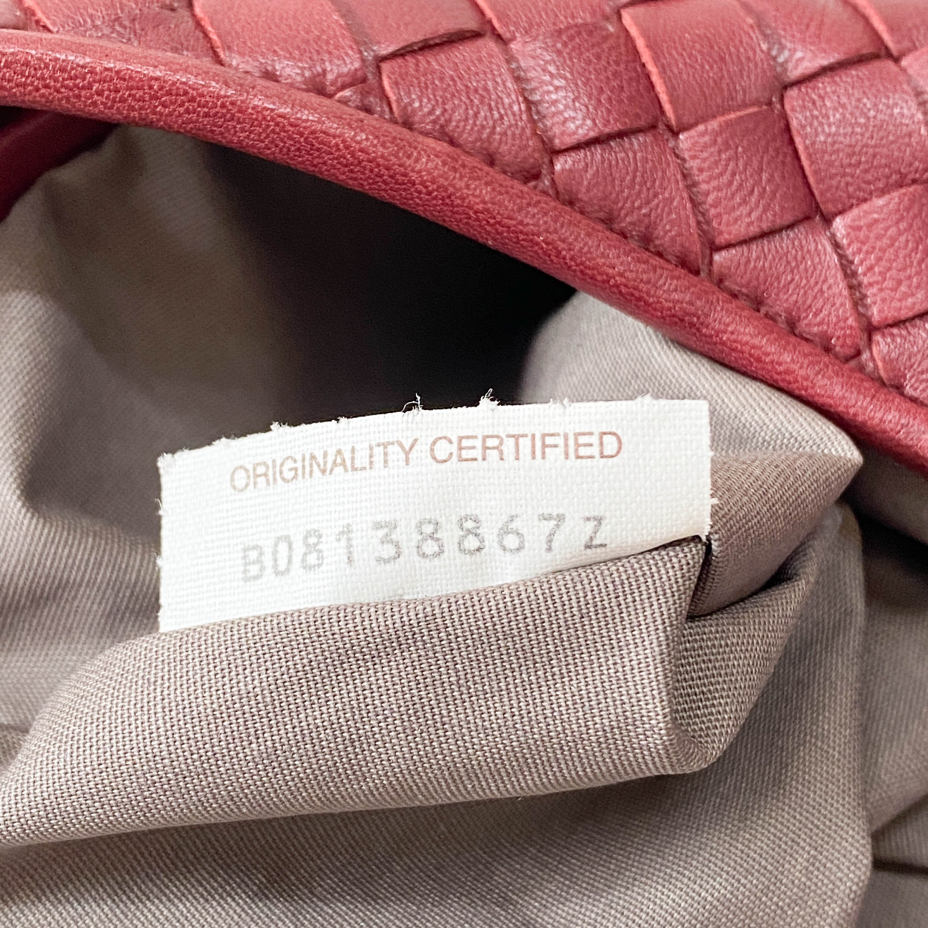 Intrecciato Red Leather Hobo Bag