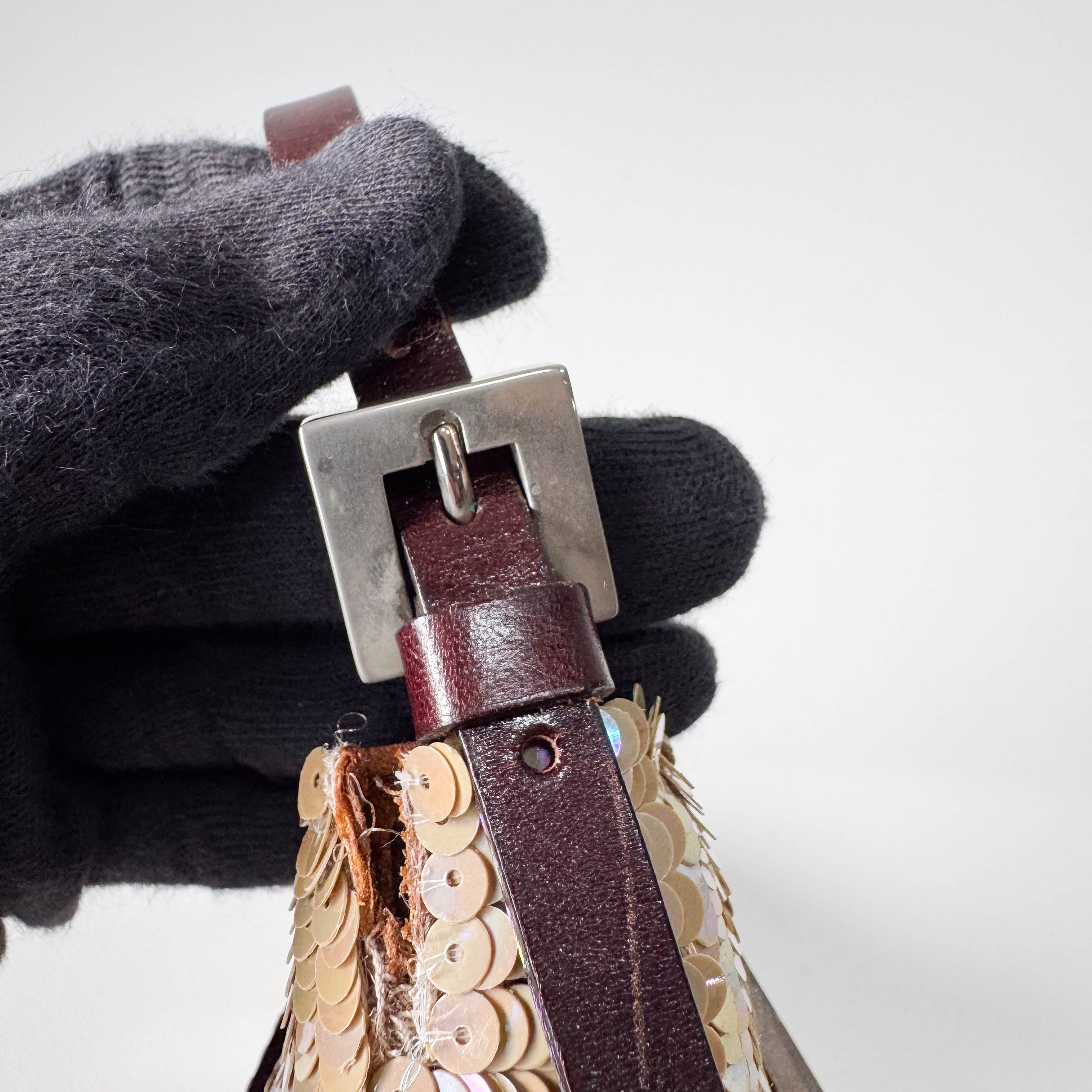 Sparkle Gold Sequin Mini Croissant Bag