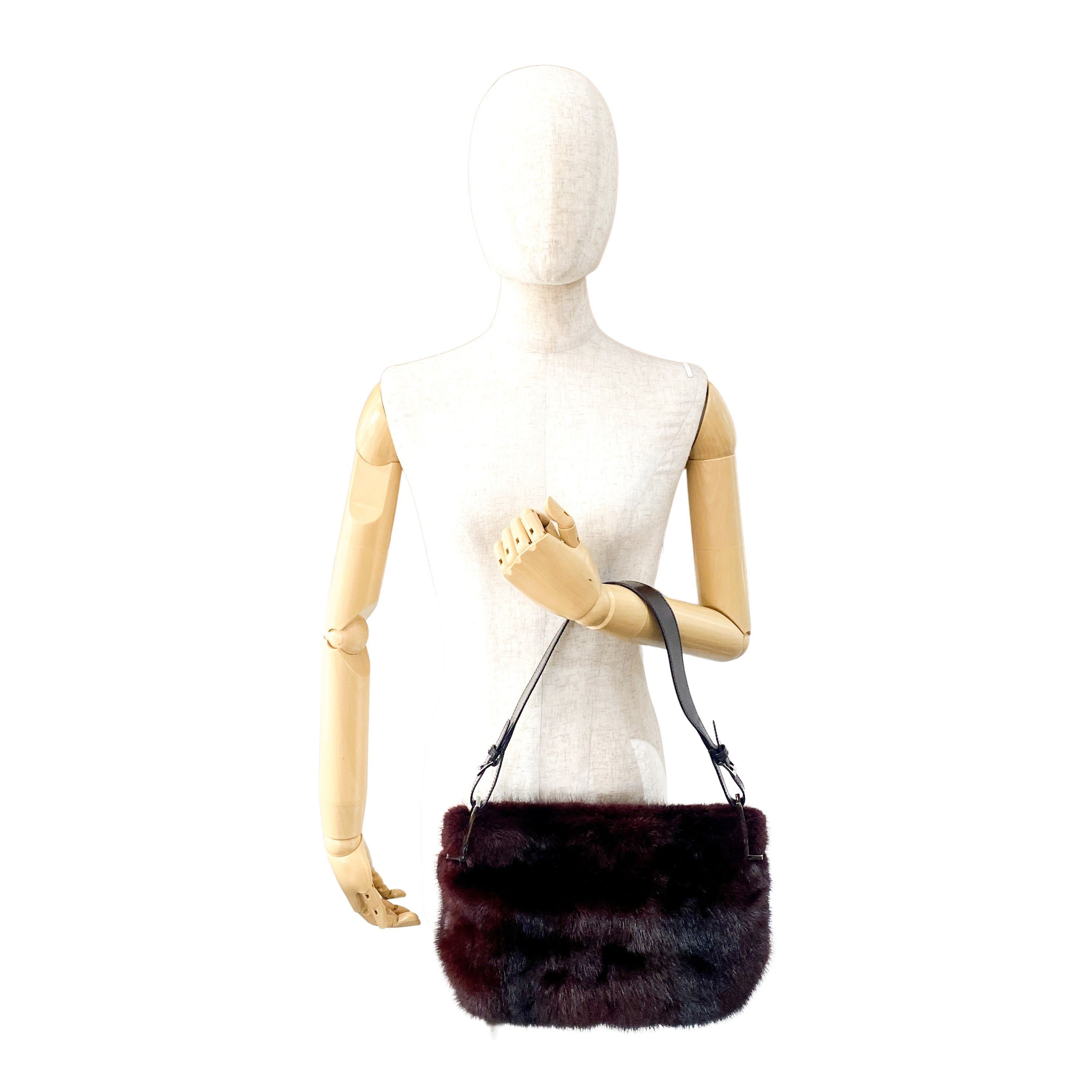 Red Mink Fur Shoulder Bag