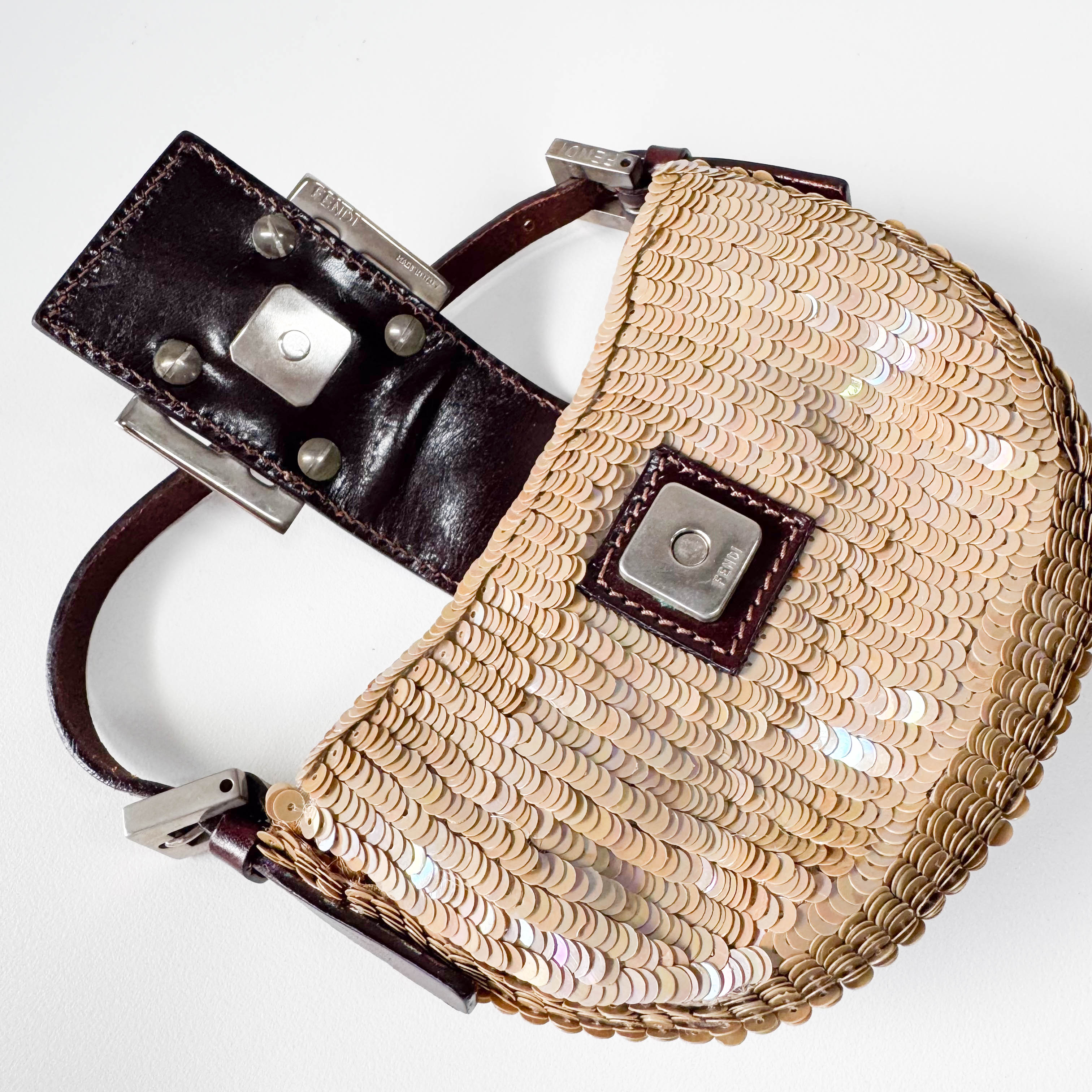 Sparkle Gold Sequin Mini Croissant Bag