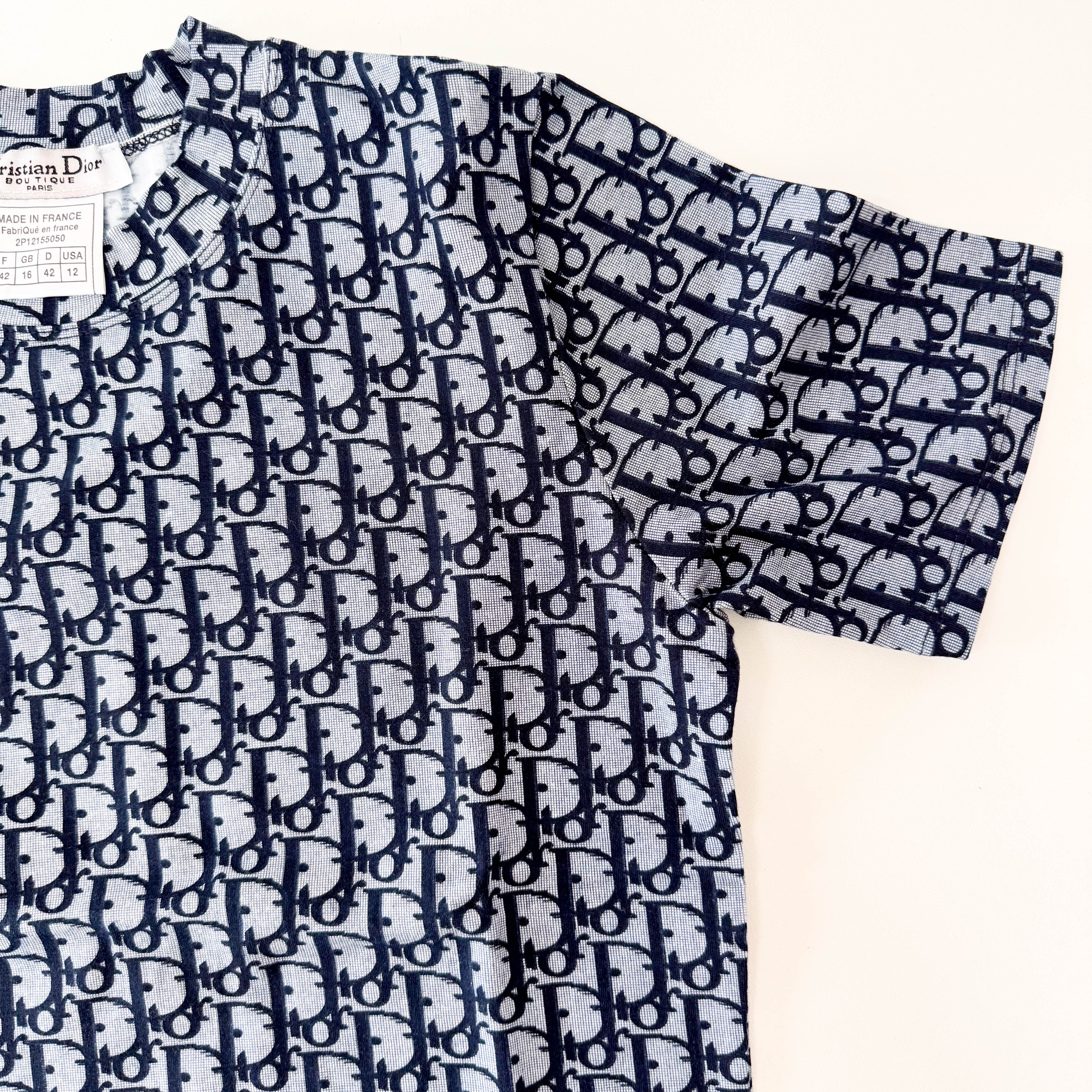 Oblique Size 12 Navy Cotton T-Shirt