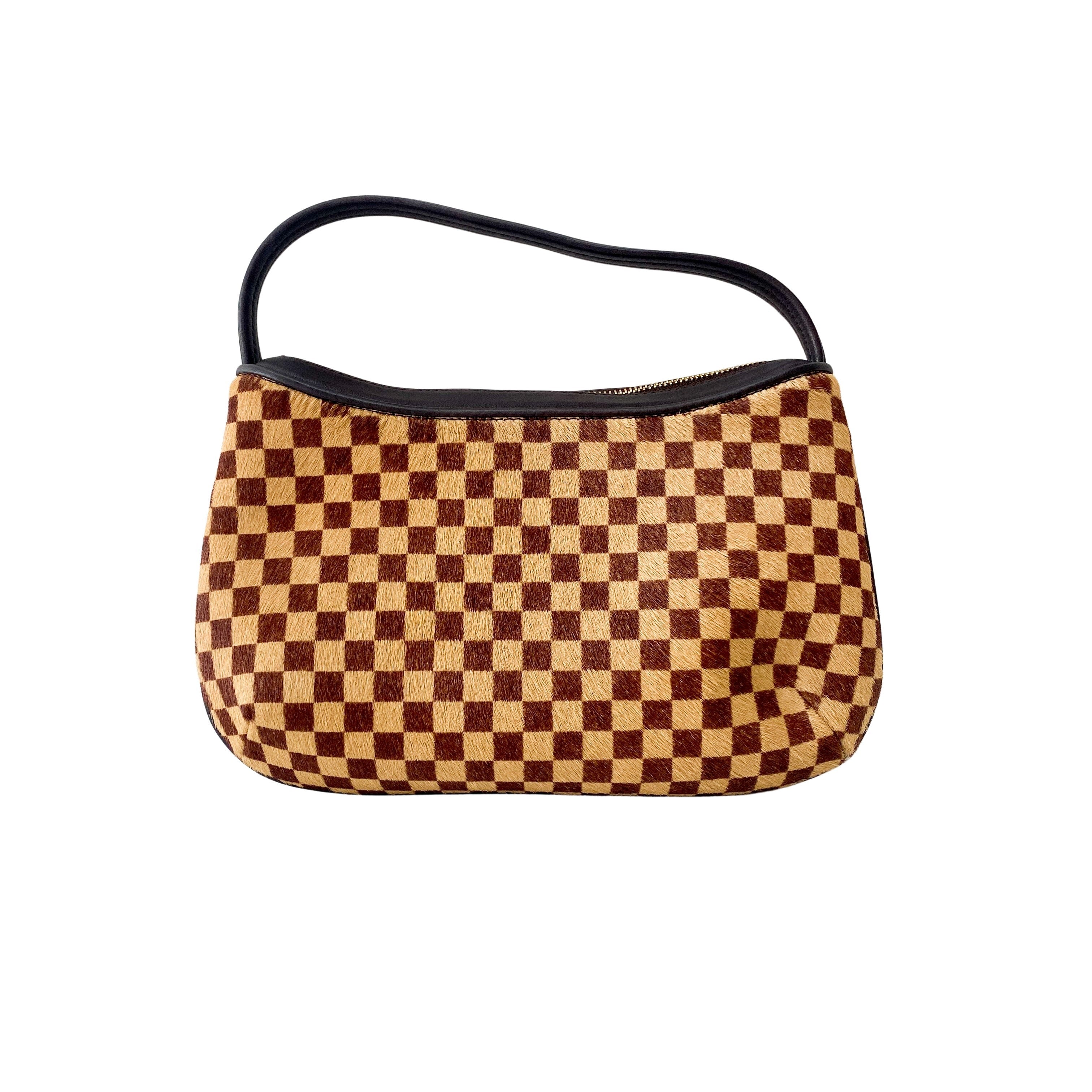 Brown Damier Pony Hair Handbag