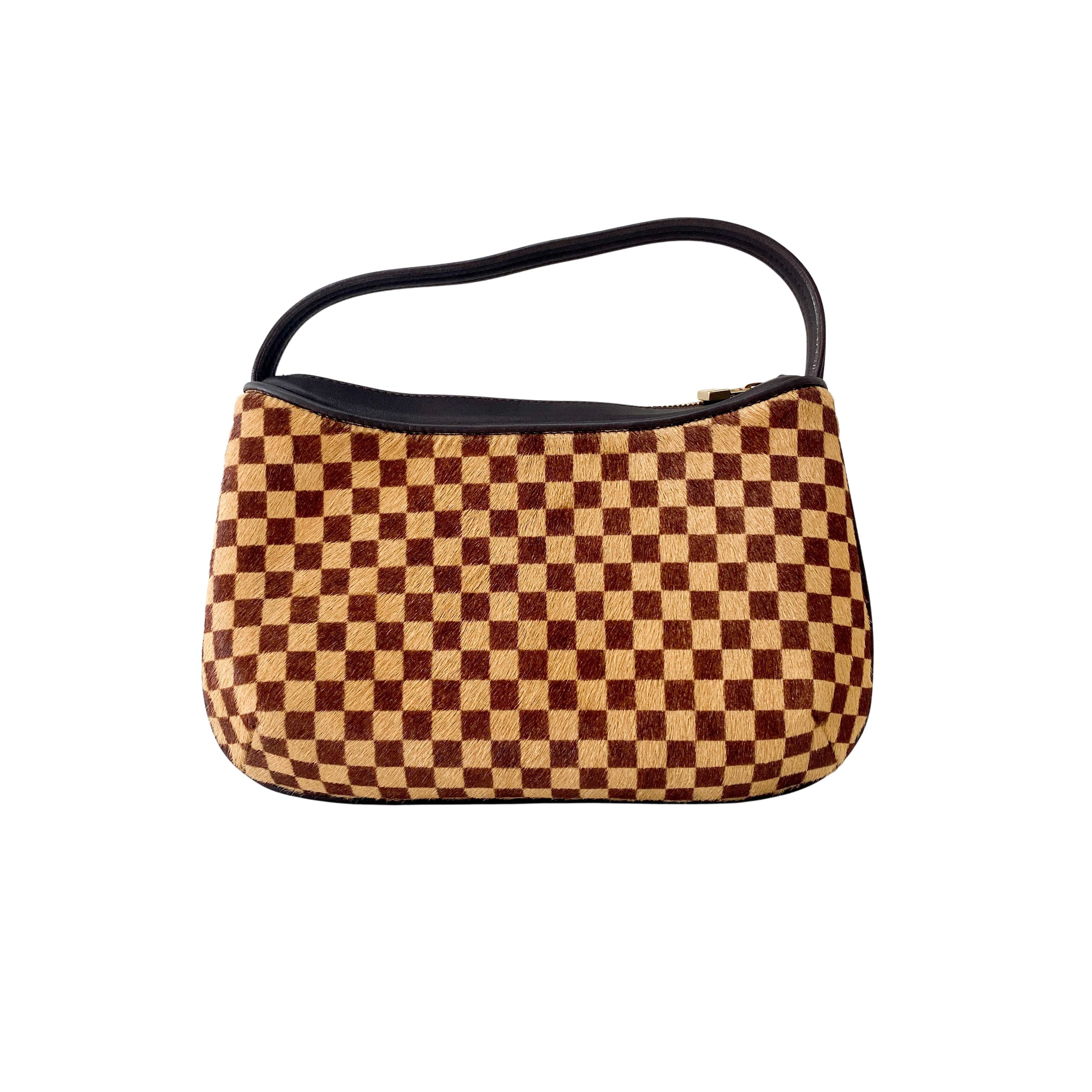 Brown Damier Pony Hair Handbag