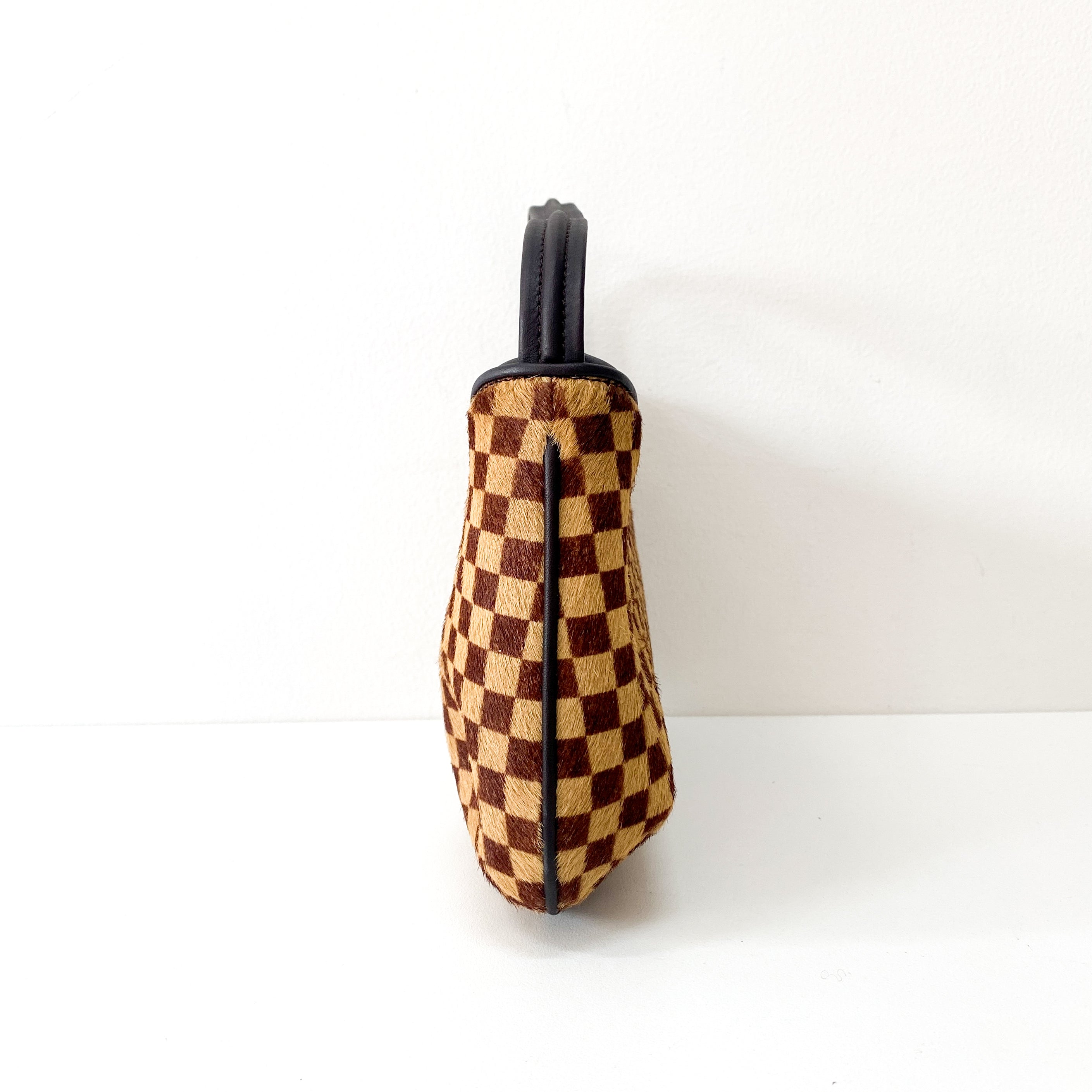 Brown Damier Pony Hair Handbag