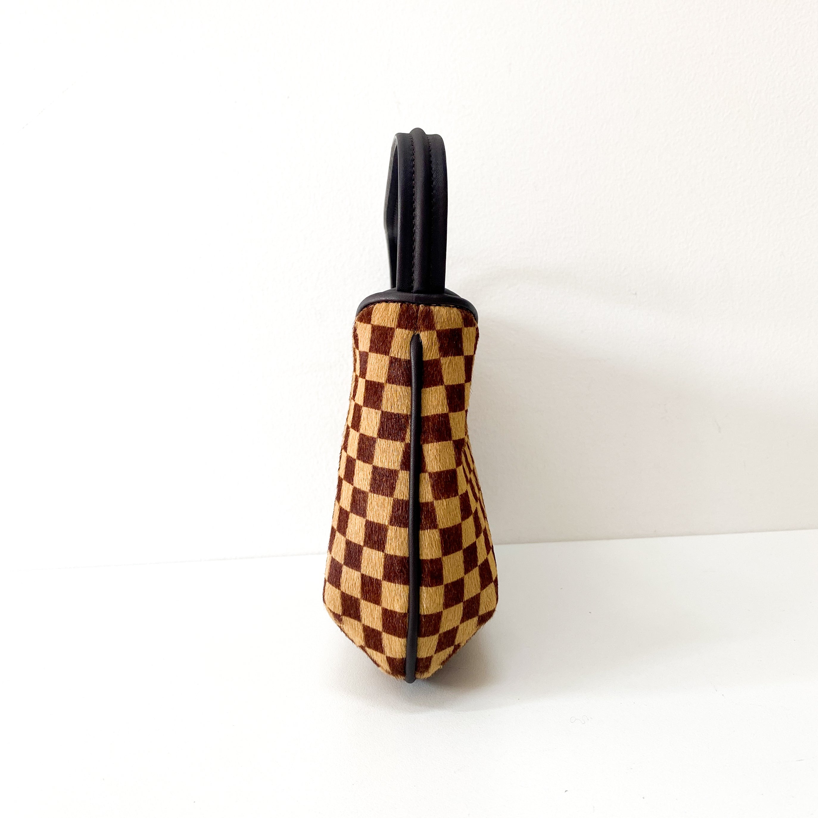 Brown Damier Pony Hair Handbag