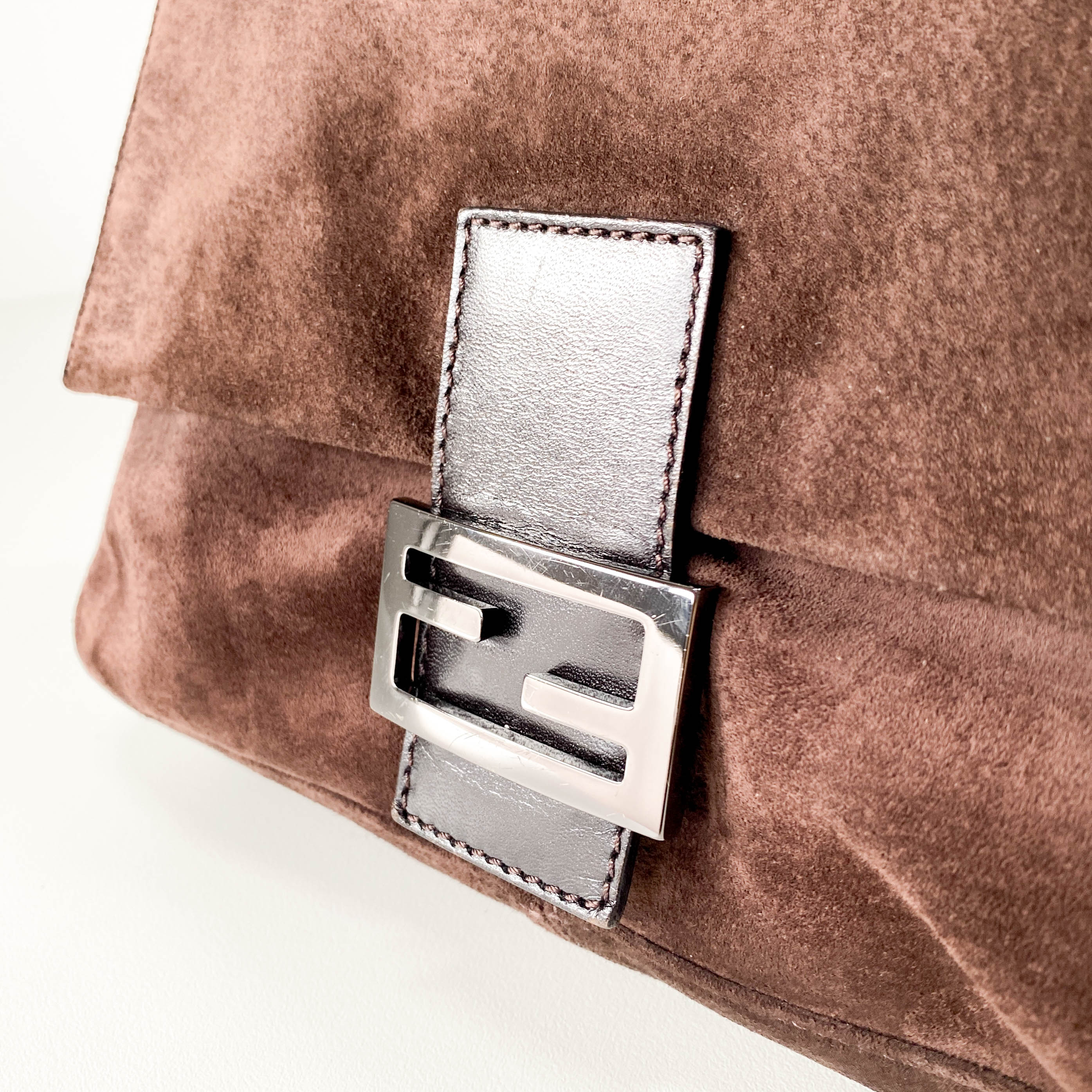 Mamma Baguette Suede Brown Shoulder Bag