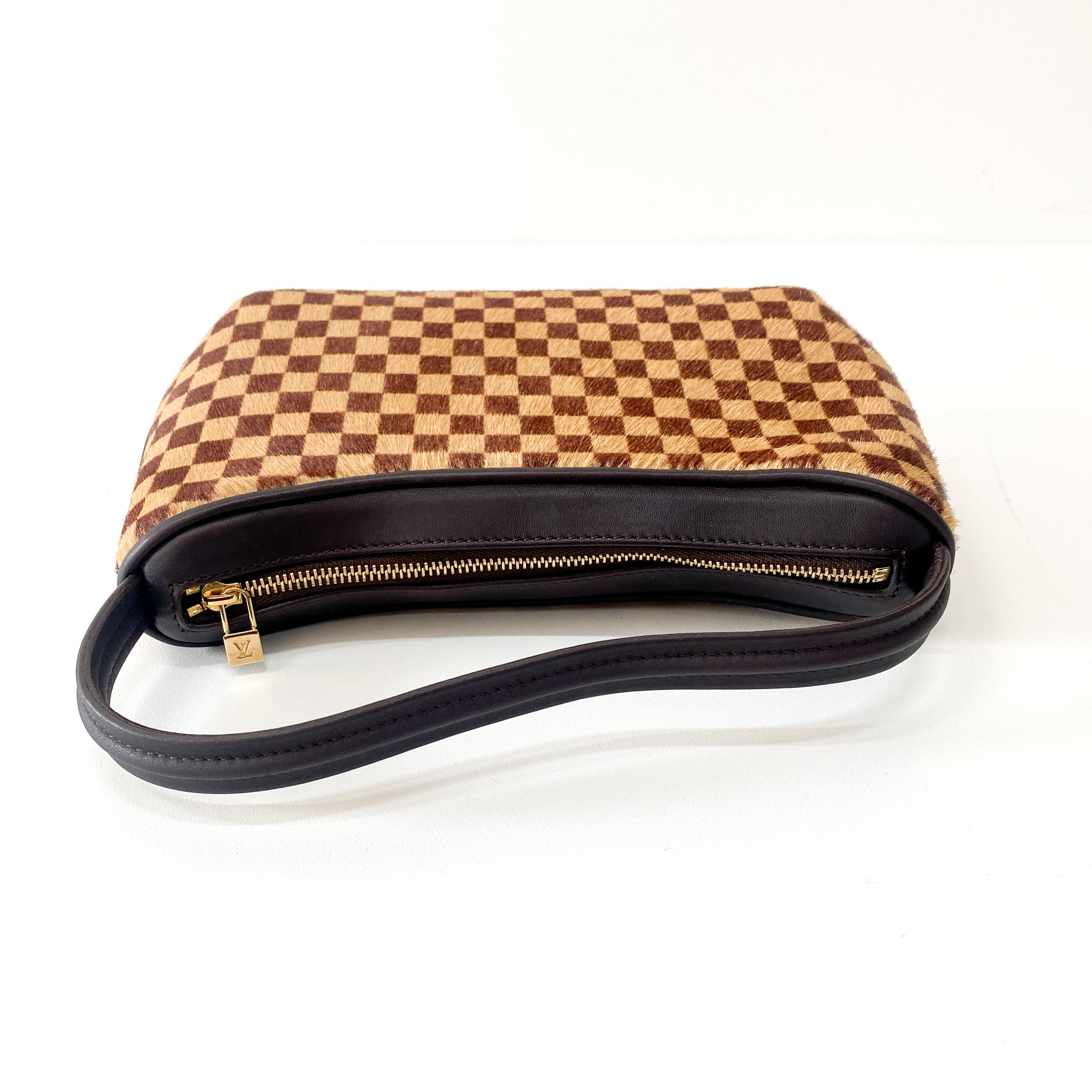 Brown Damier Pony Hair Handbag