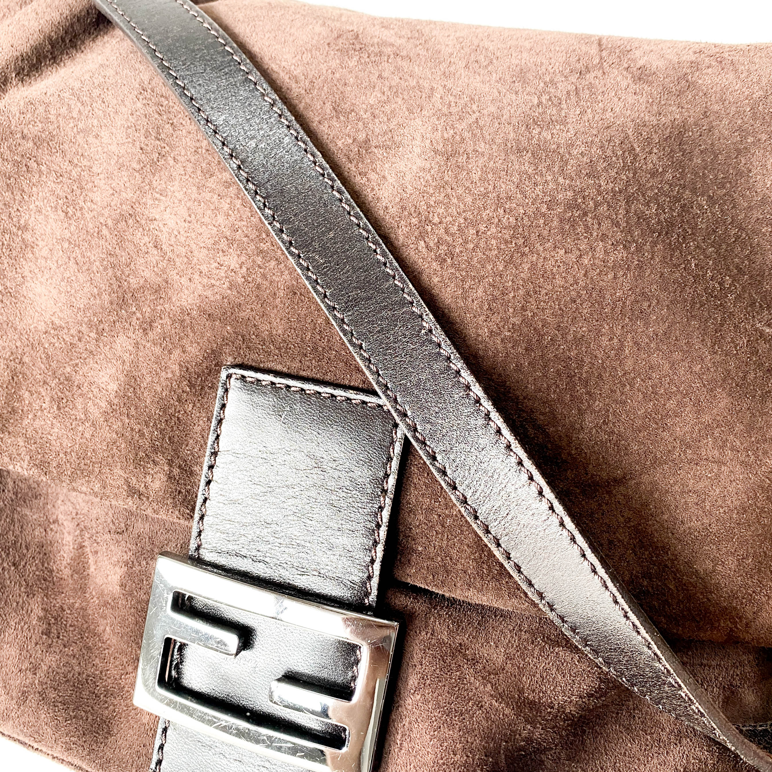 Mamma Baguette Suede Brown Shoulder Bag