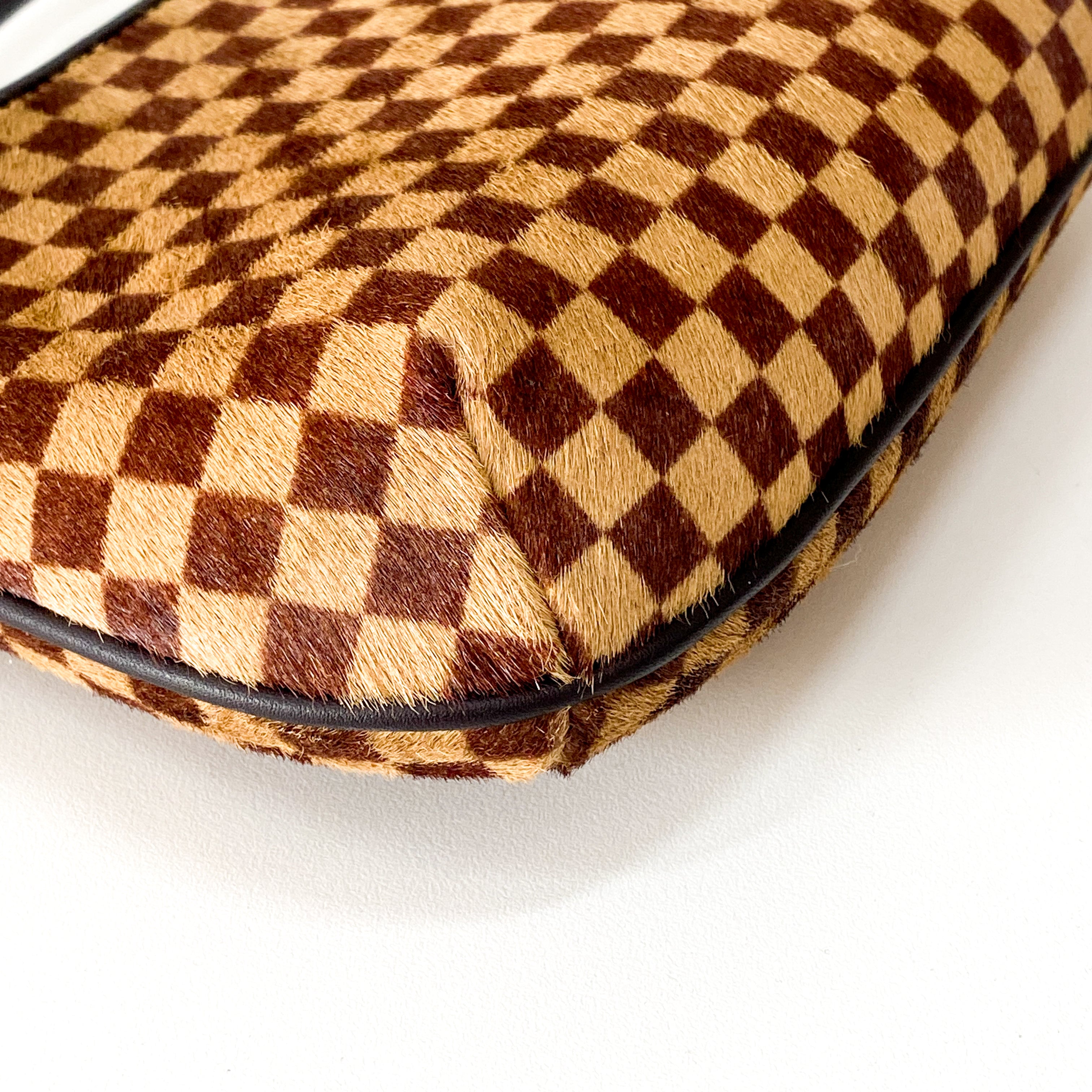 Brown Damier Pony Hair Handbag