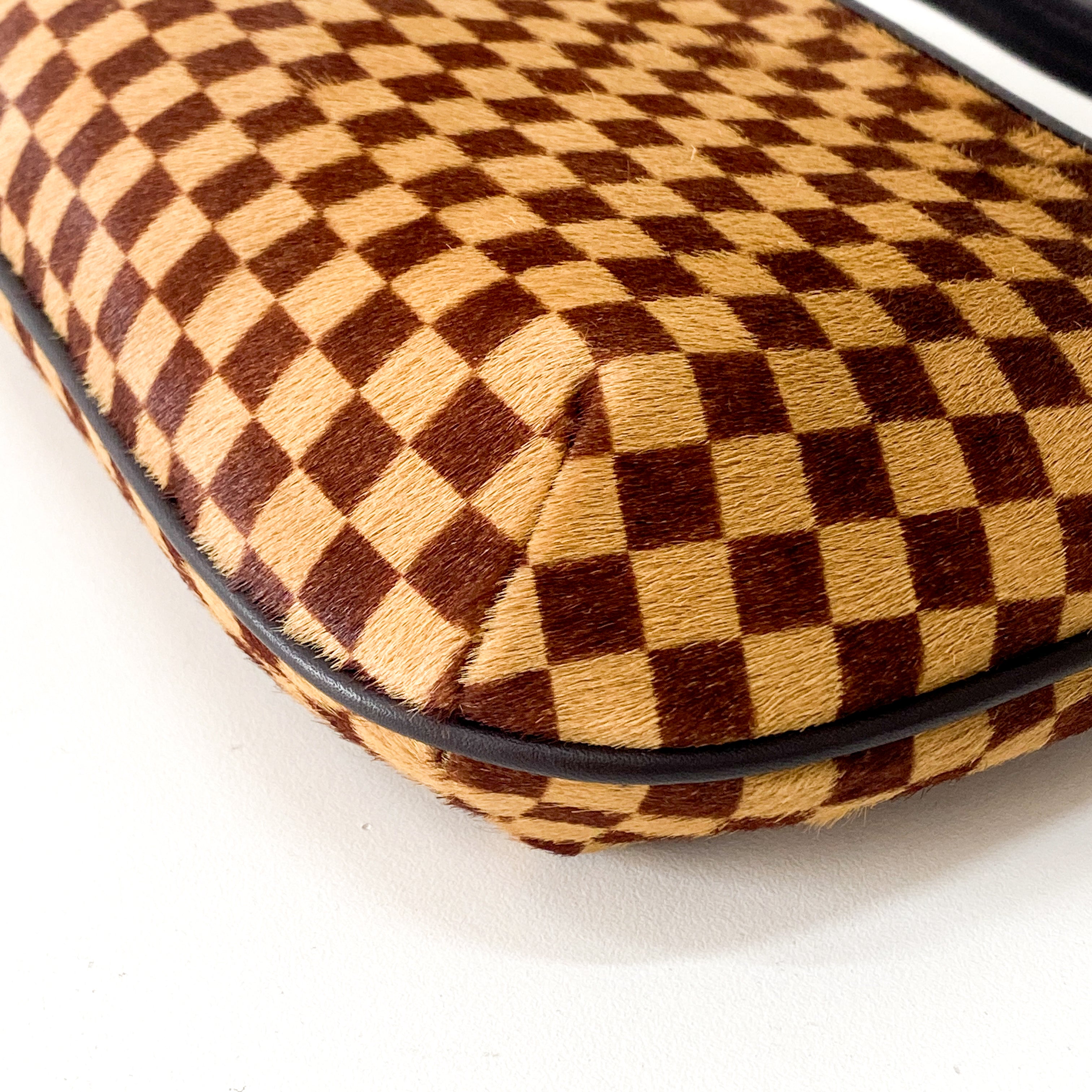 Brown Damier Pony Hair Handbag