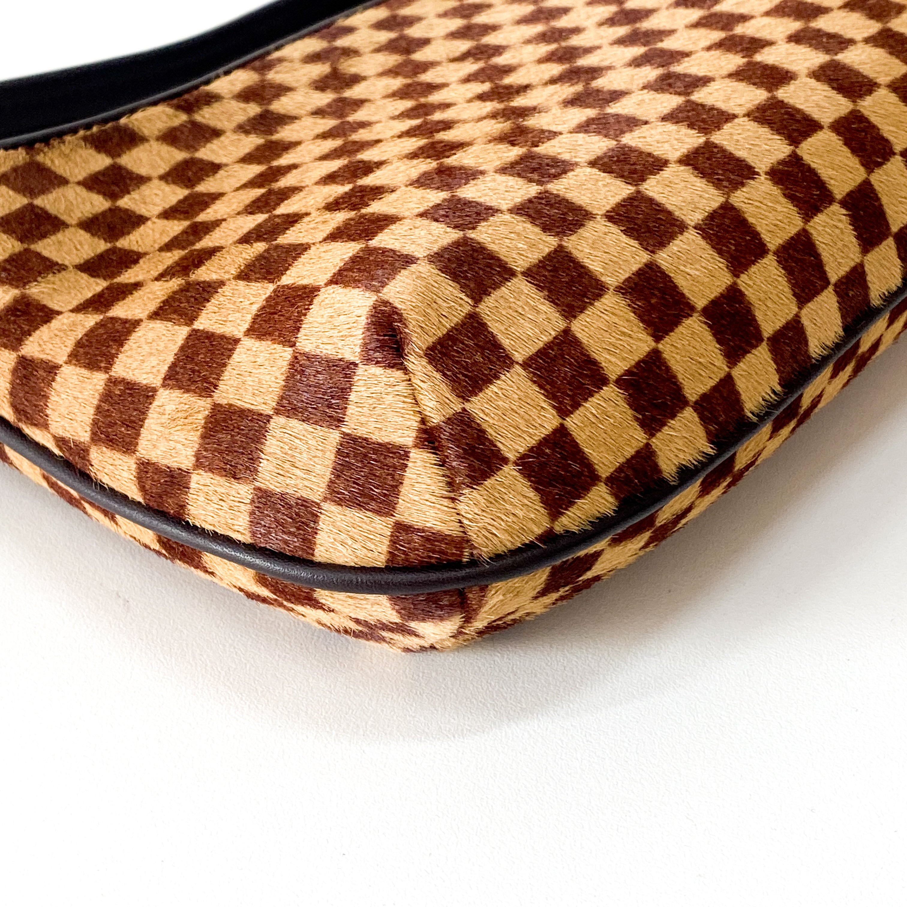 Brown Damier Pony Hair Handbag