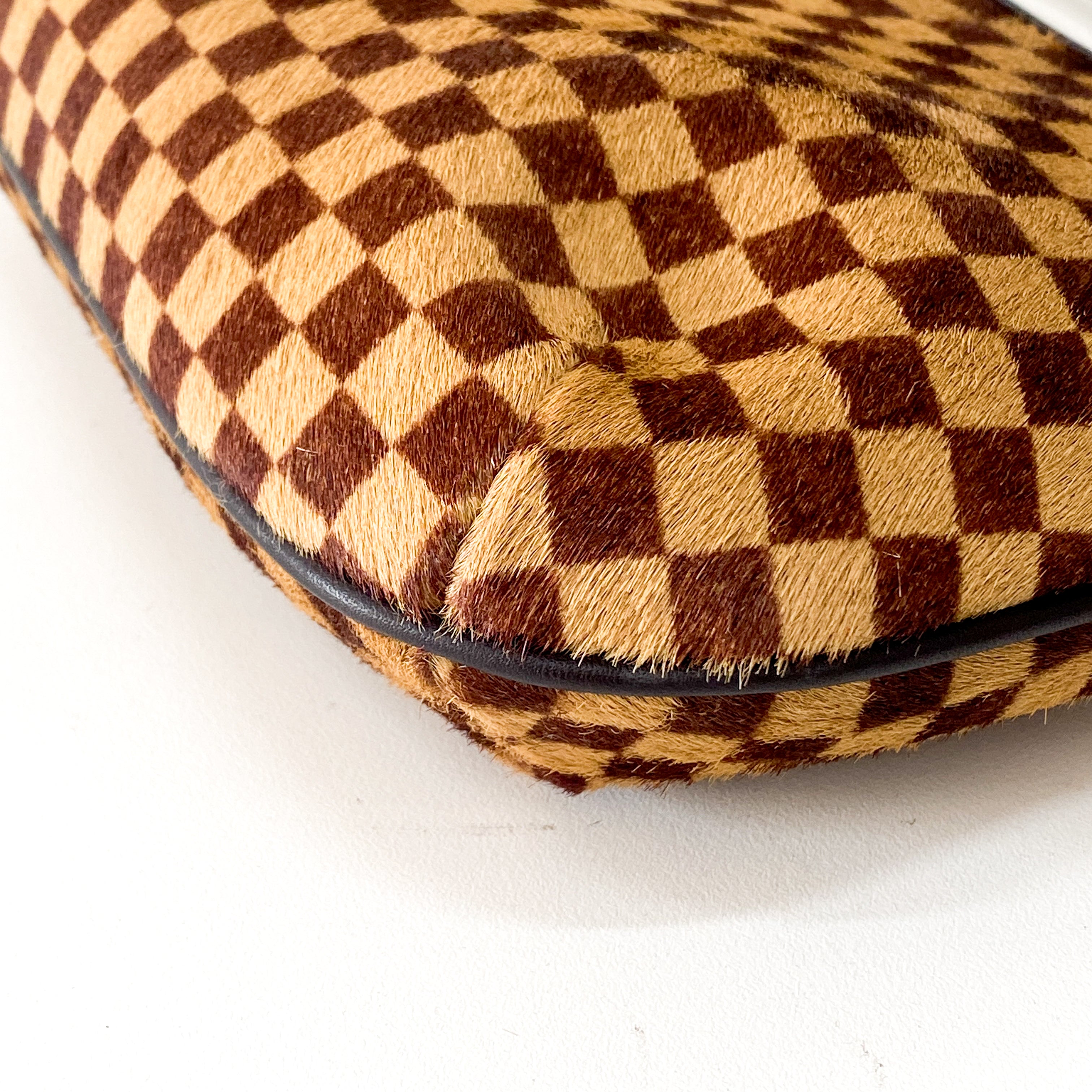 Brown Damier Pony Hair Handbag