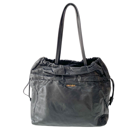 Black Leather Tote Bag