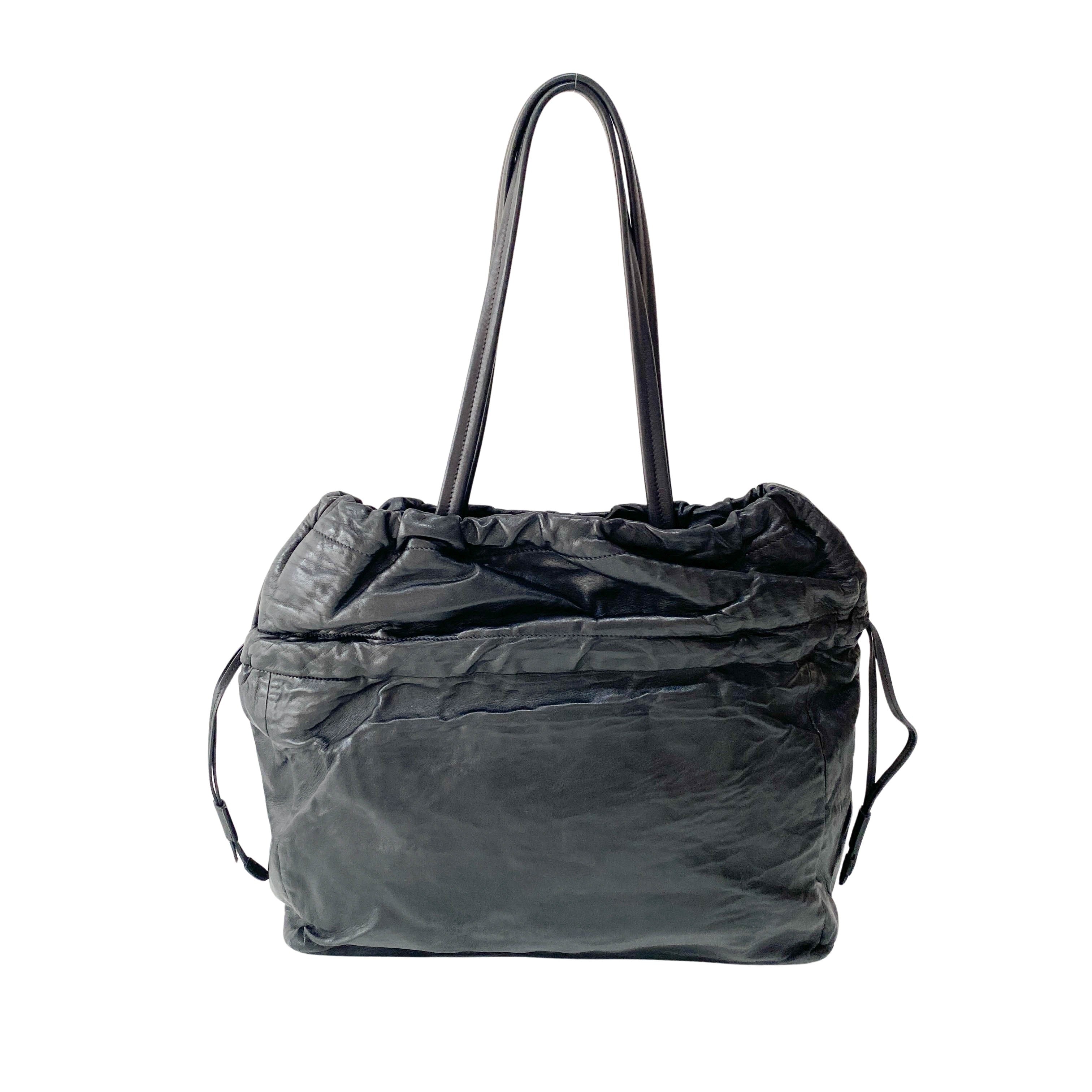 Black Leather Tote Bag