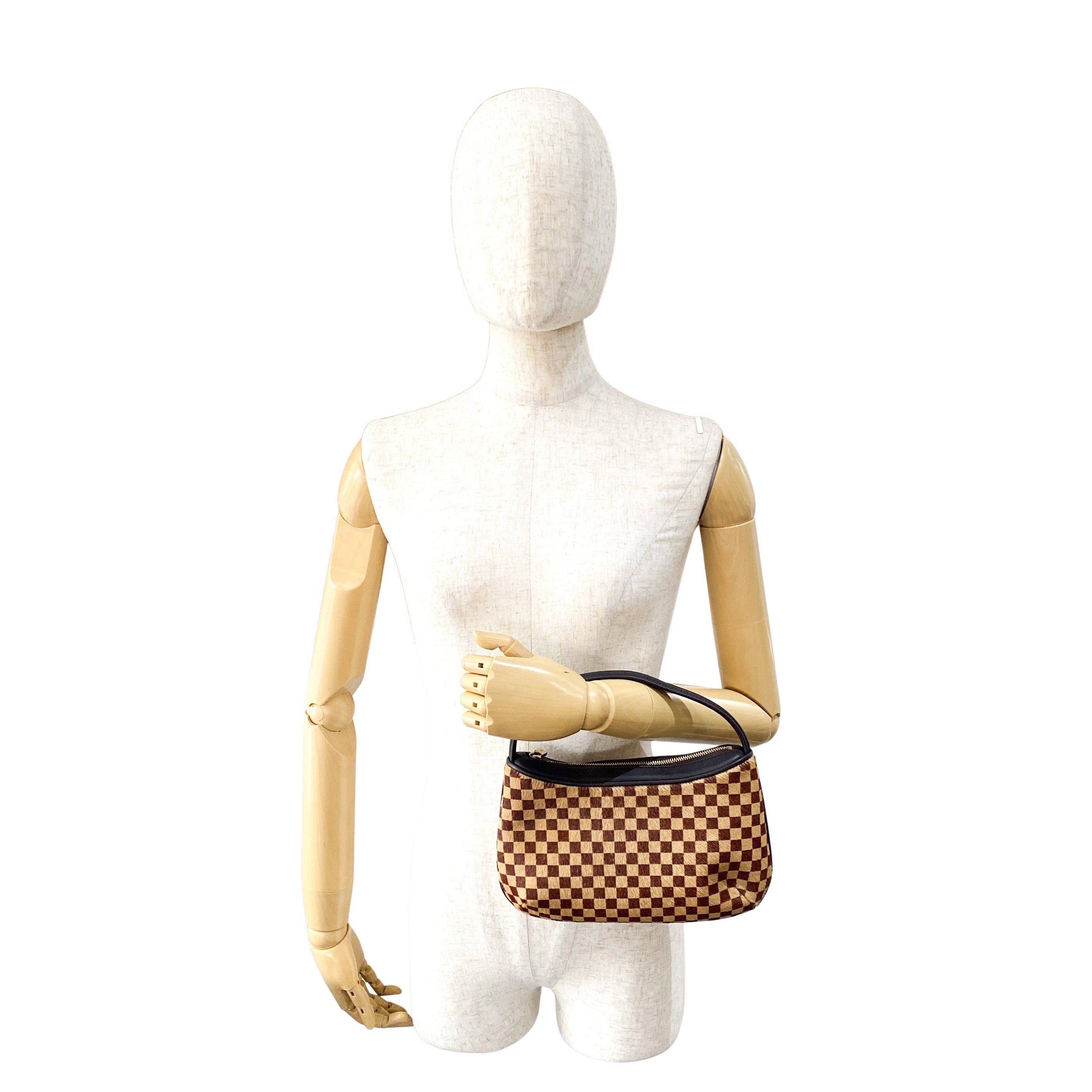 Brown Damier Pony Hair Handbag