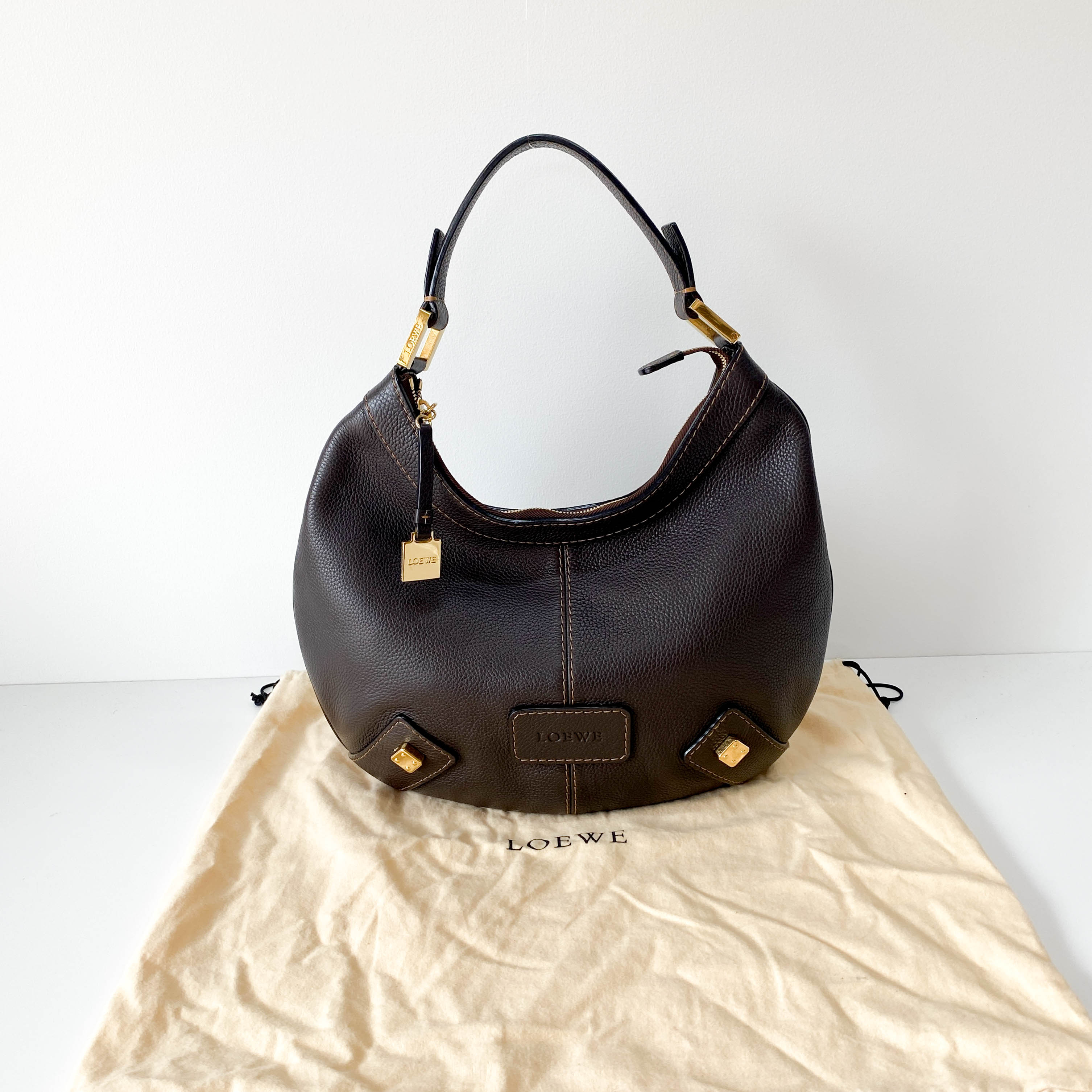 Brown Leather Hobo Shoulder Bag