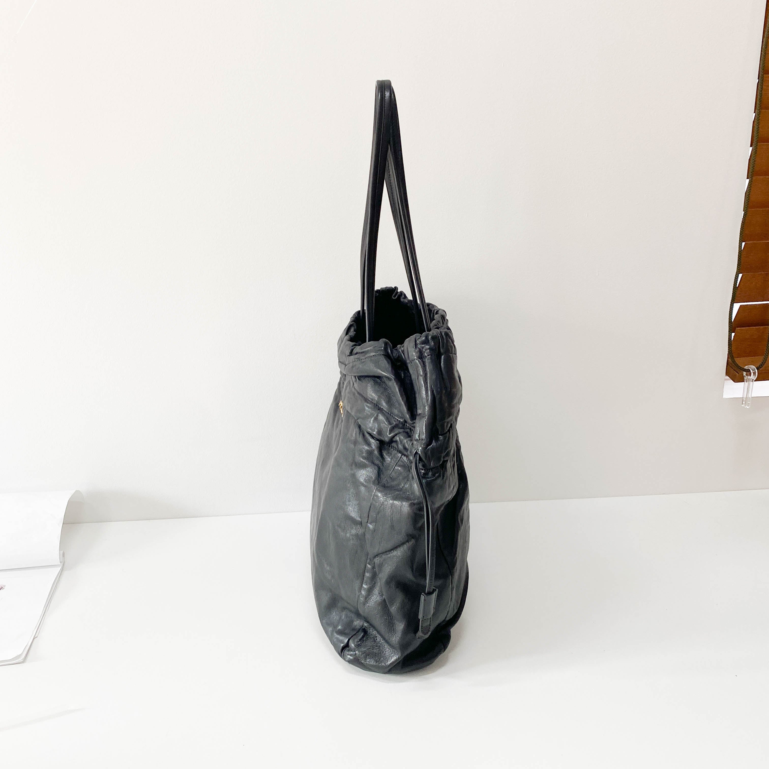 Black Leather Tote Bag