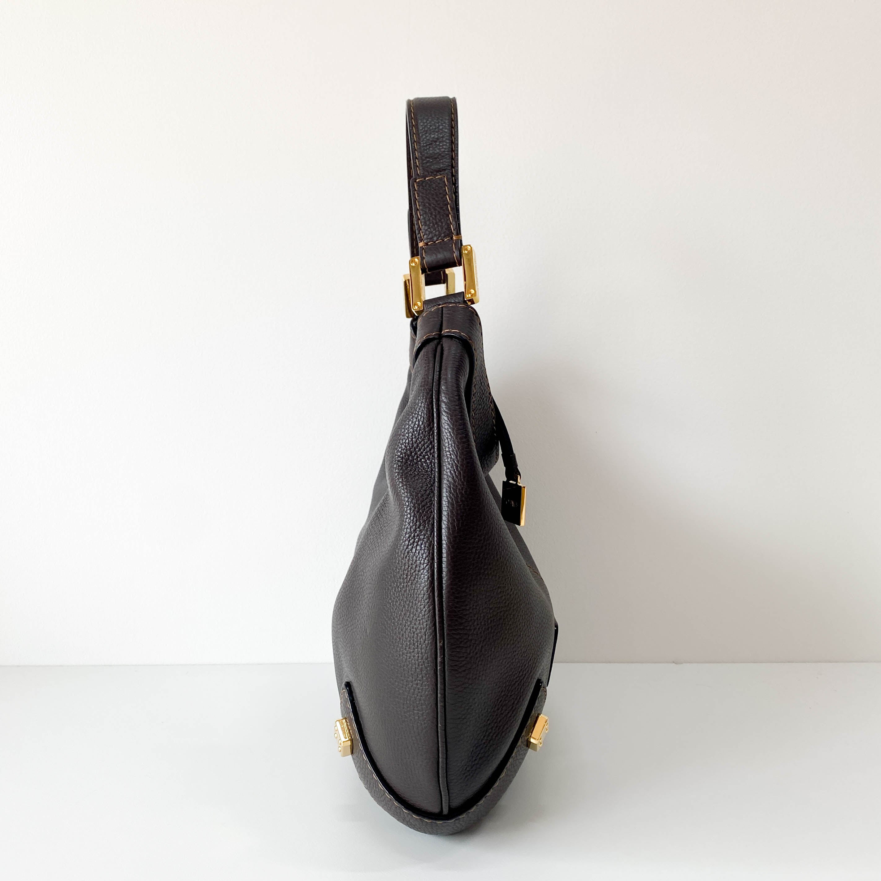 Brown Leather Hobo Shoulder Bag