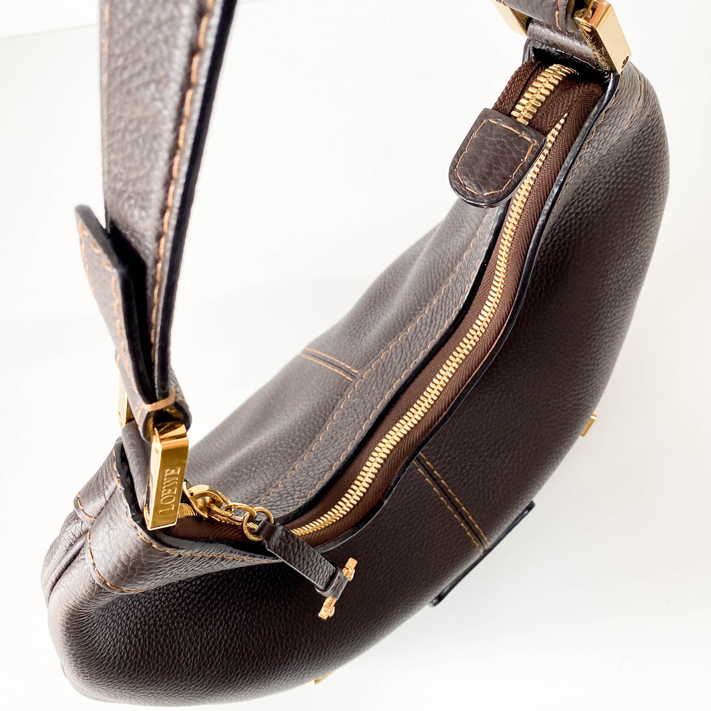 Brown Leather Hobo Shoulder Bag