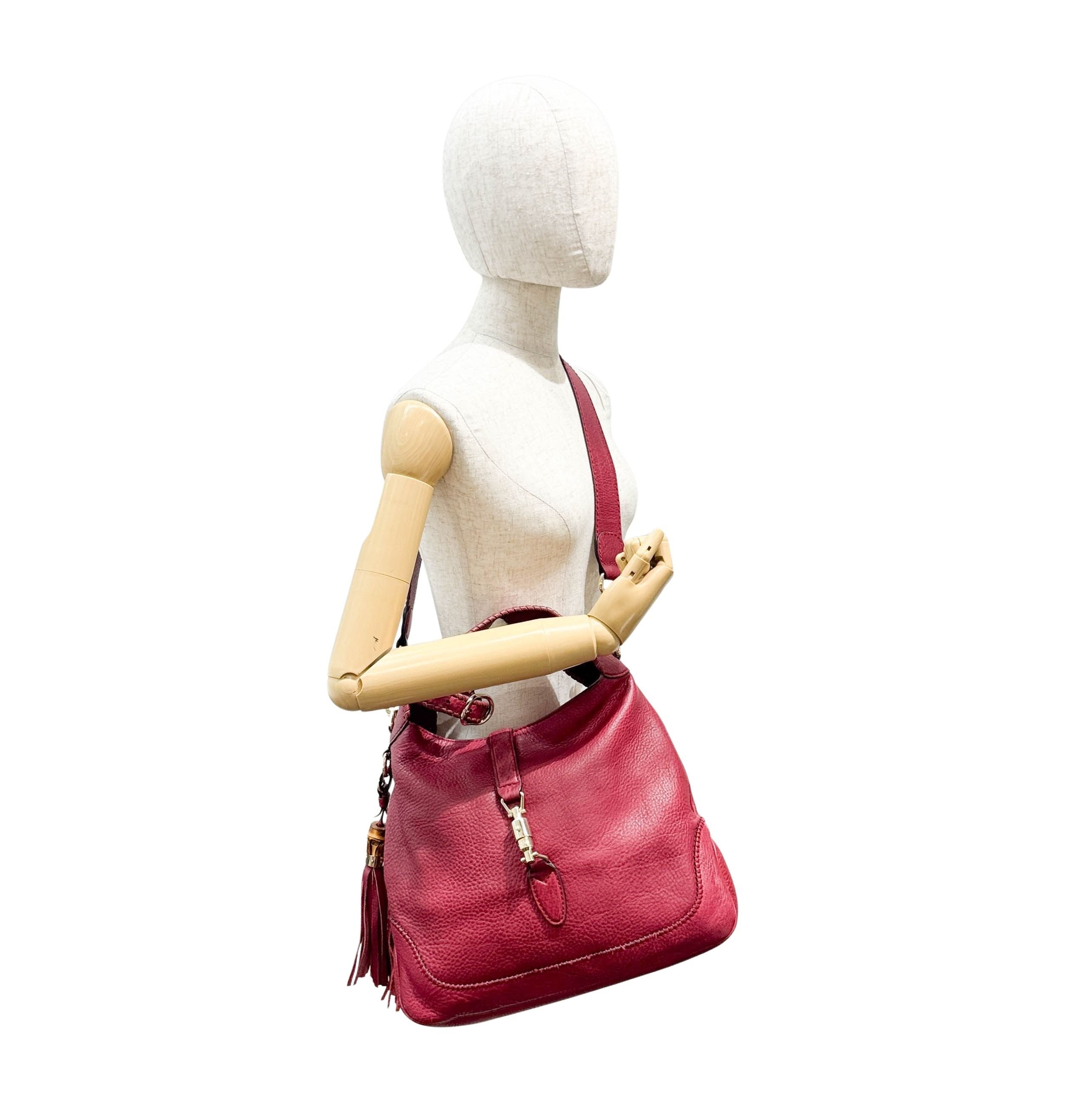 New Jackie Cherry Leather Two Way Bag