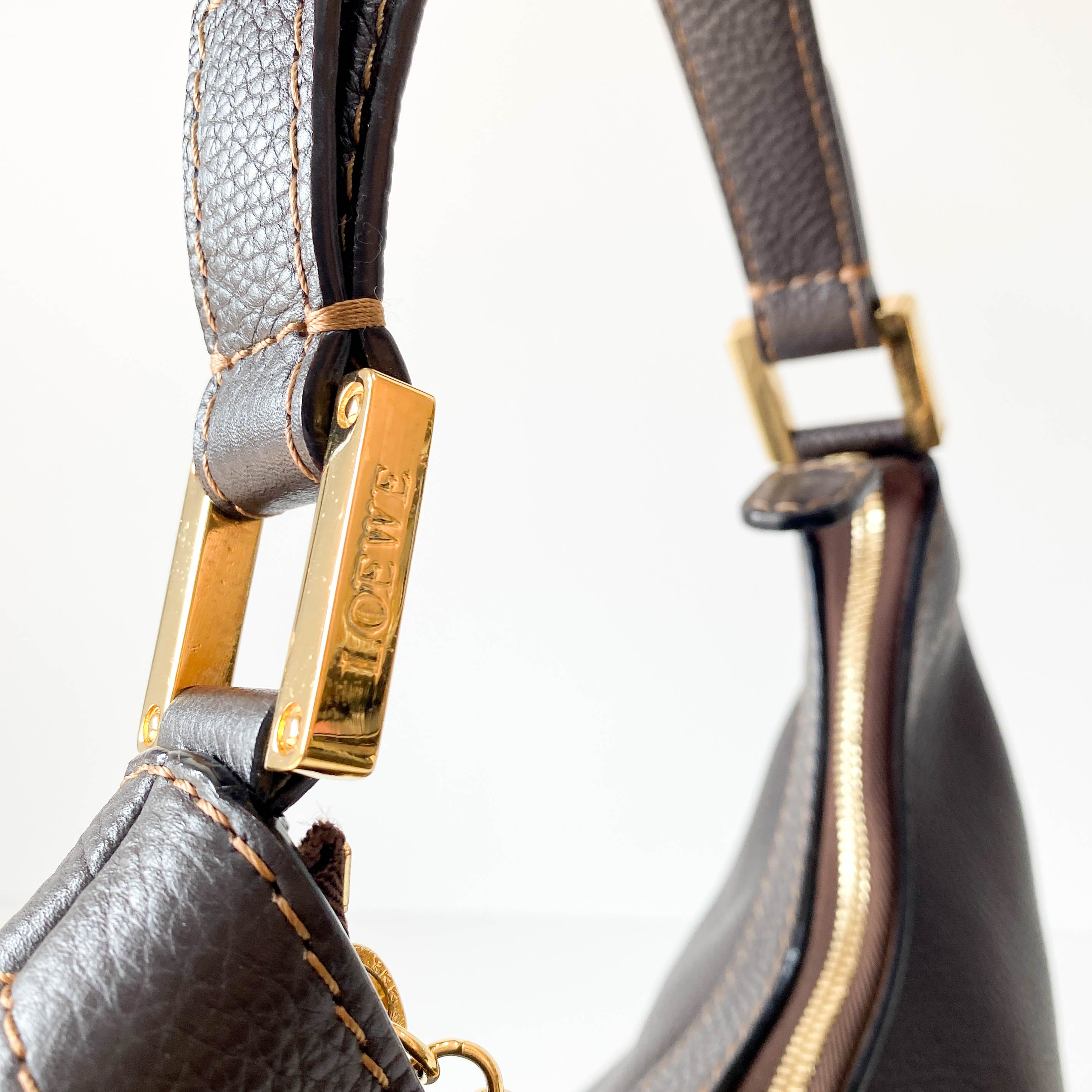 Brown Leather Hobo Shoulder Bag