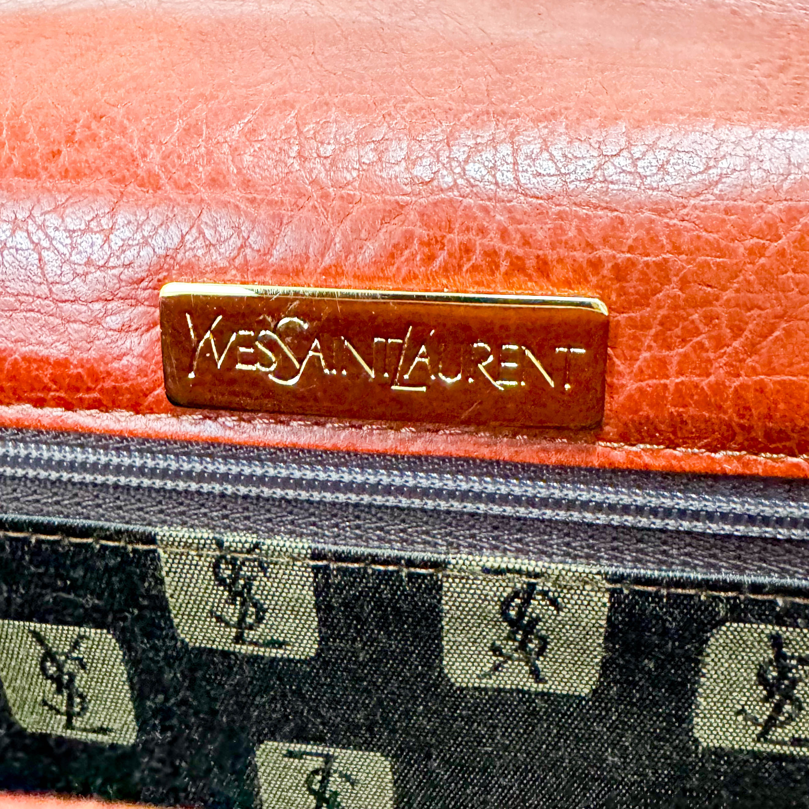 Burnt Orange Leather Envelope Handle Bag