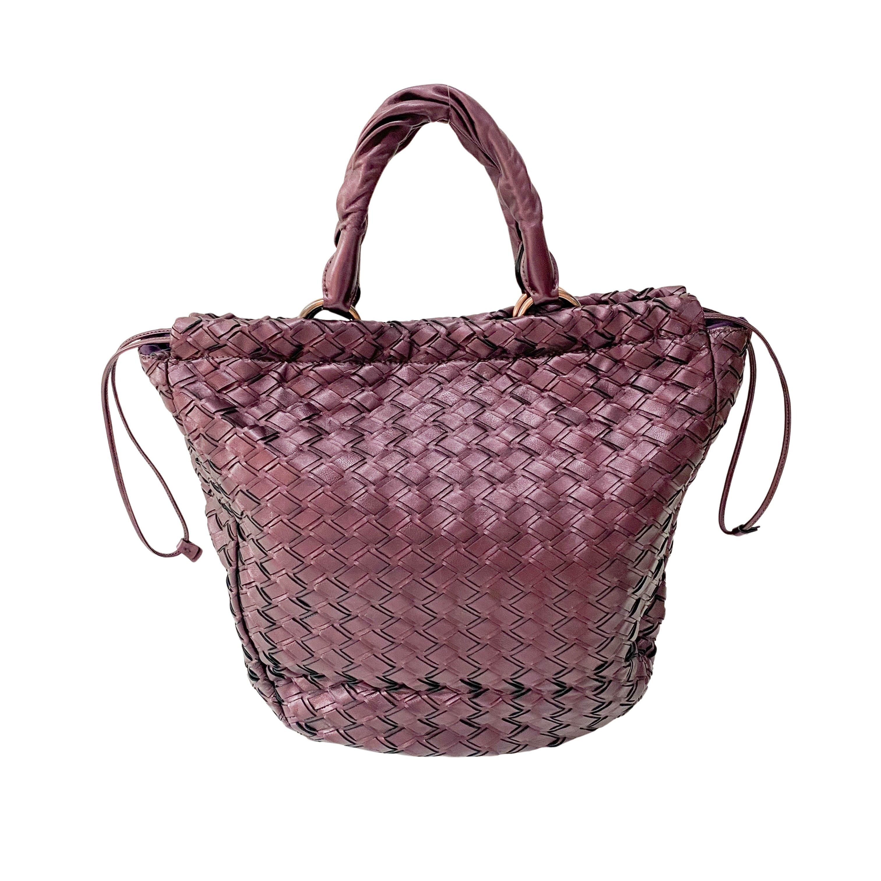 Metallic Purple Leather Large Shoulder Bag