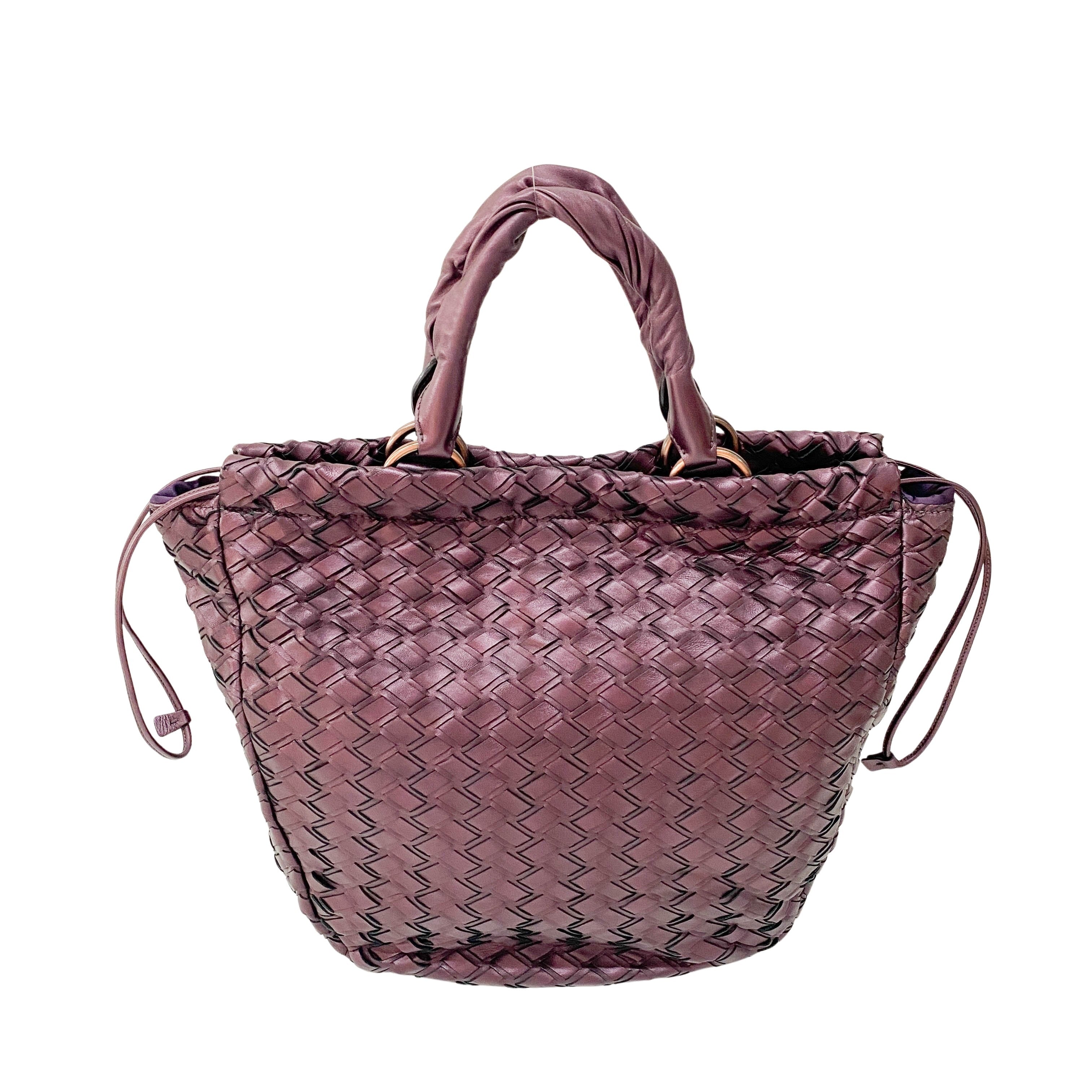 Metallic Purple Leather Large Shoulder Bag