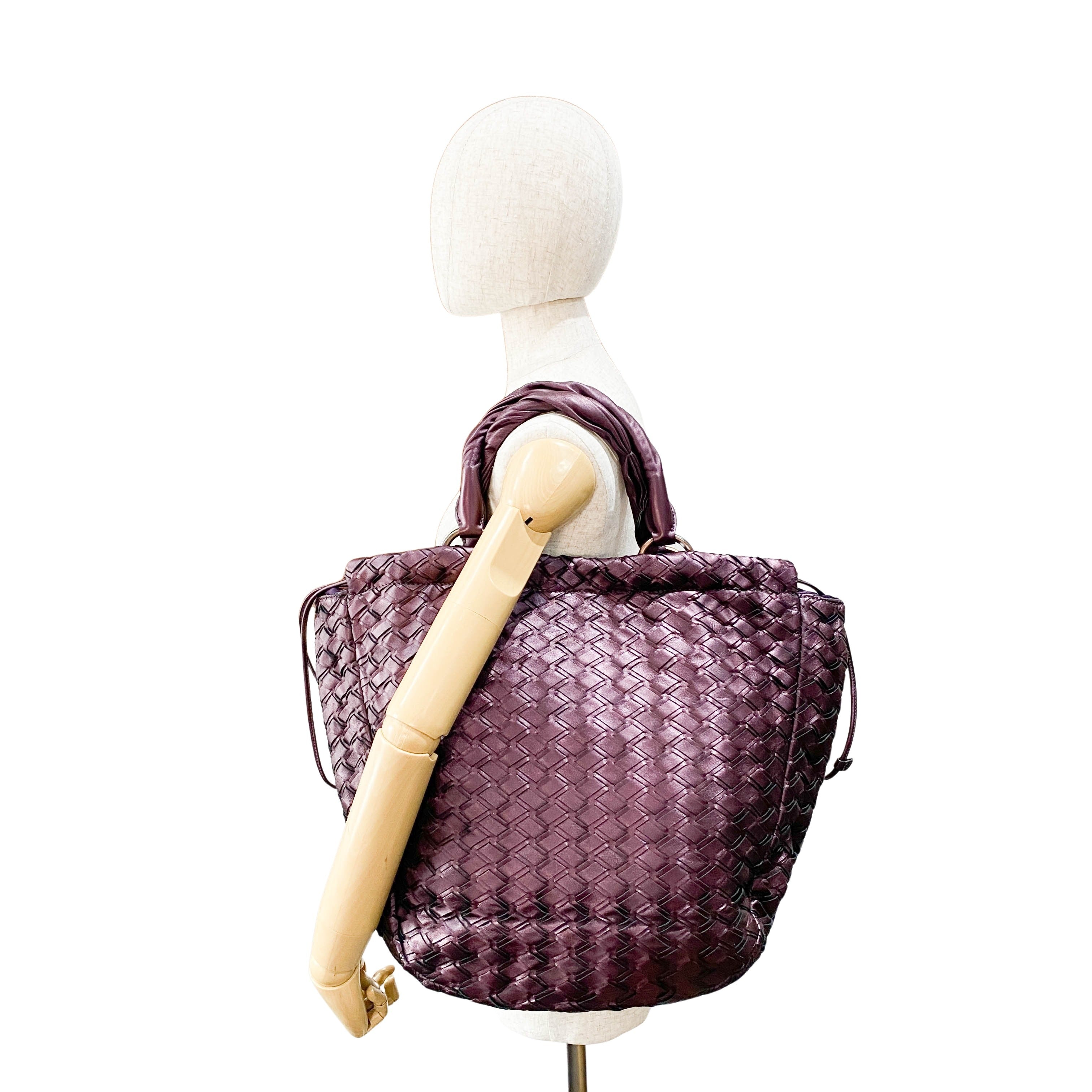 Metallic Purple Leather Large Shoulder Bag