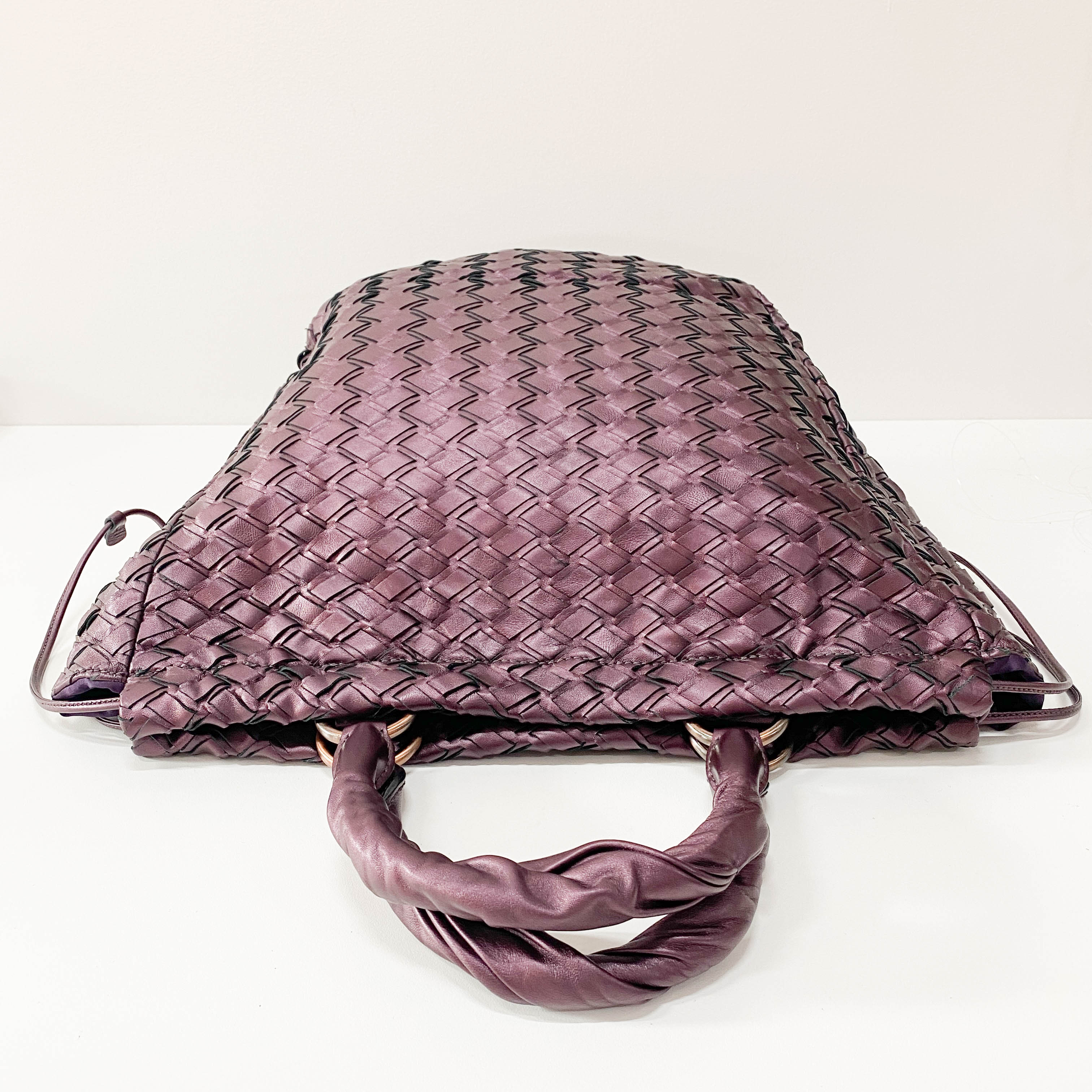 Metallic Purple Leather Large Shoulder Bag