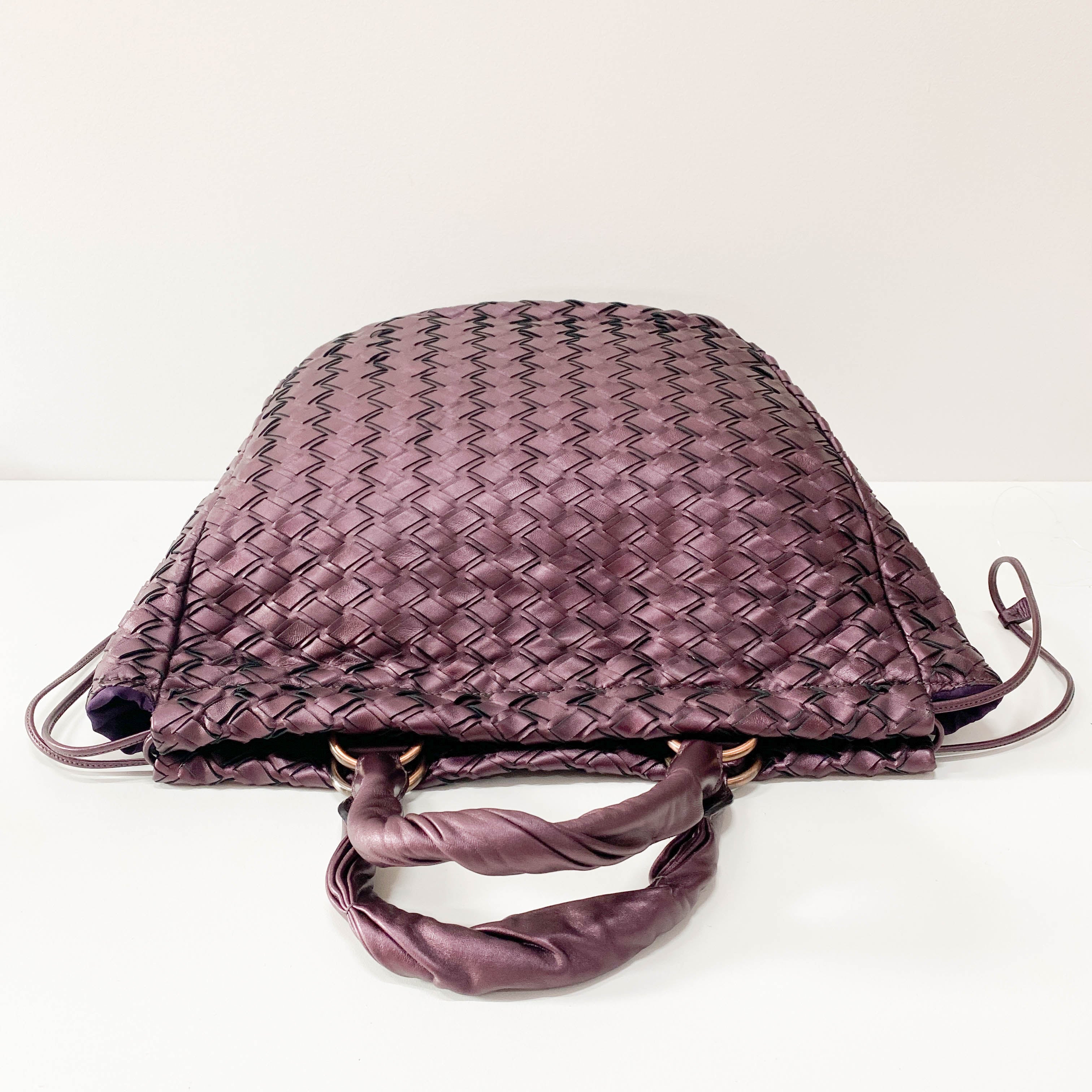 Metallic Purple Leather Large Shoulder Bag