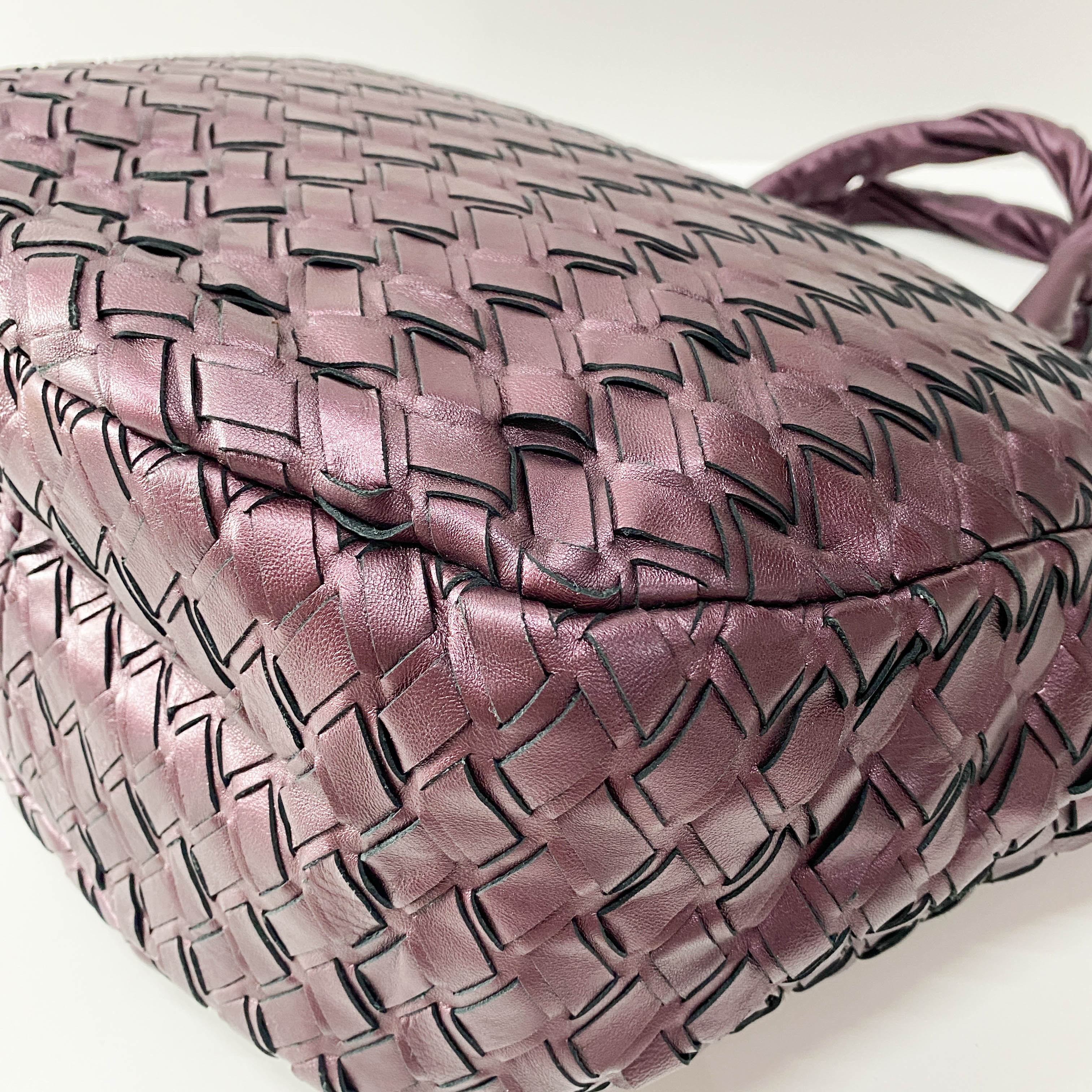 Metallic Purple Leather Large Shoulder Bag