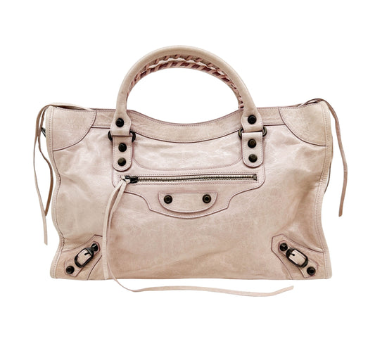 The City Baby Pink Leather Hand Bag
