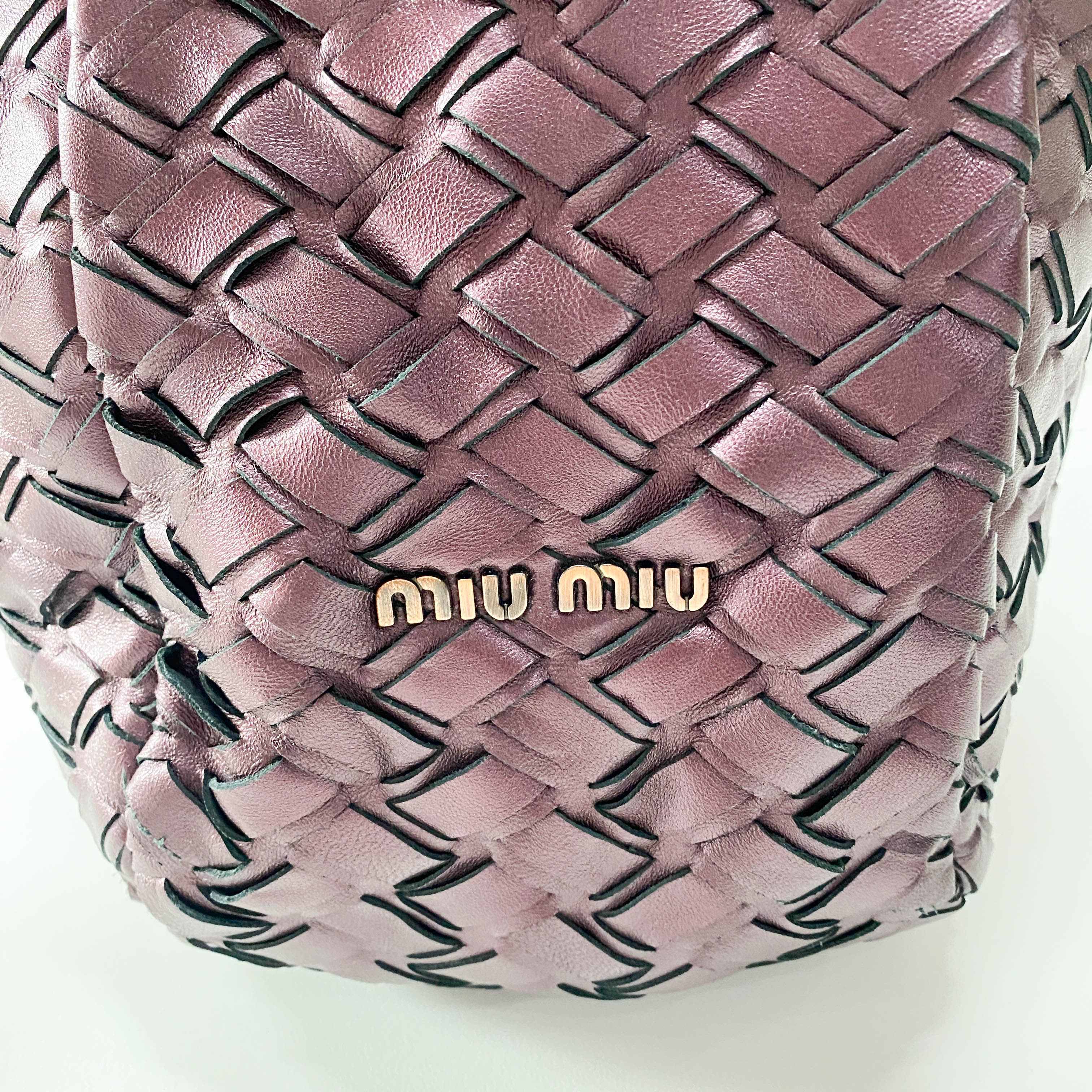 Metallic Purple Leather Large Shoulder Bag