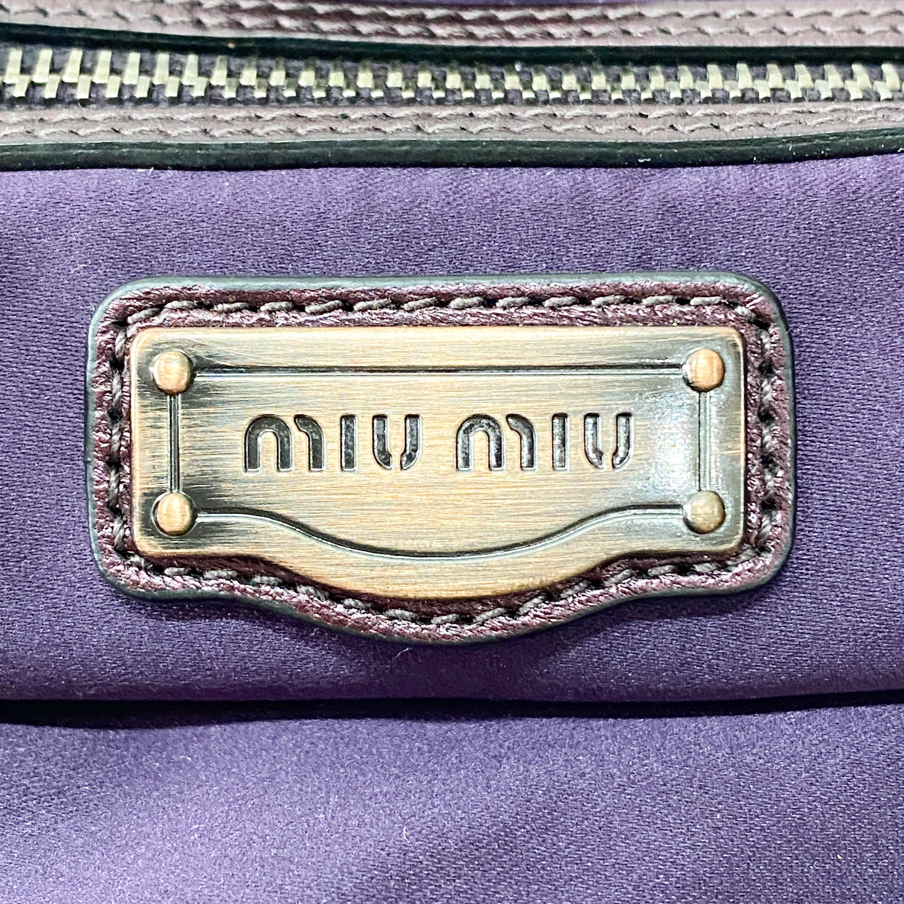 Metallic Purple Leather Large Shoulder Bag