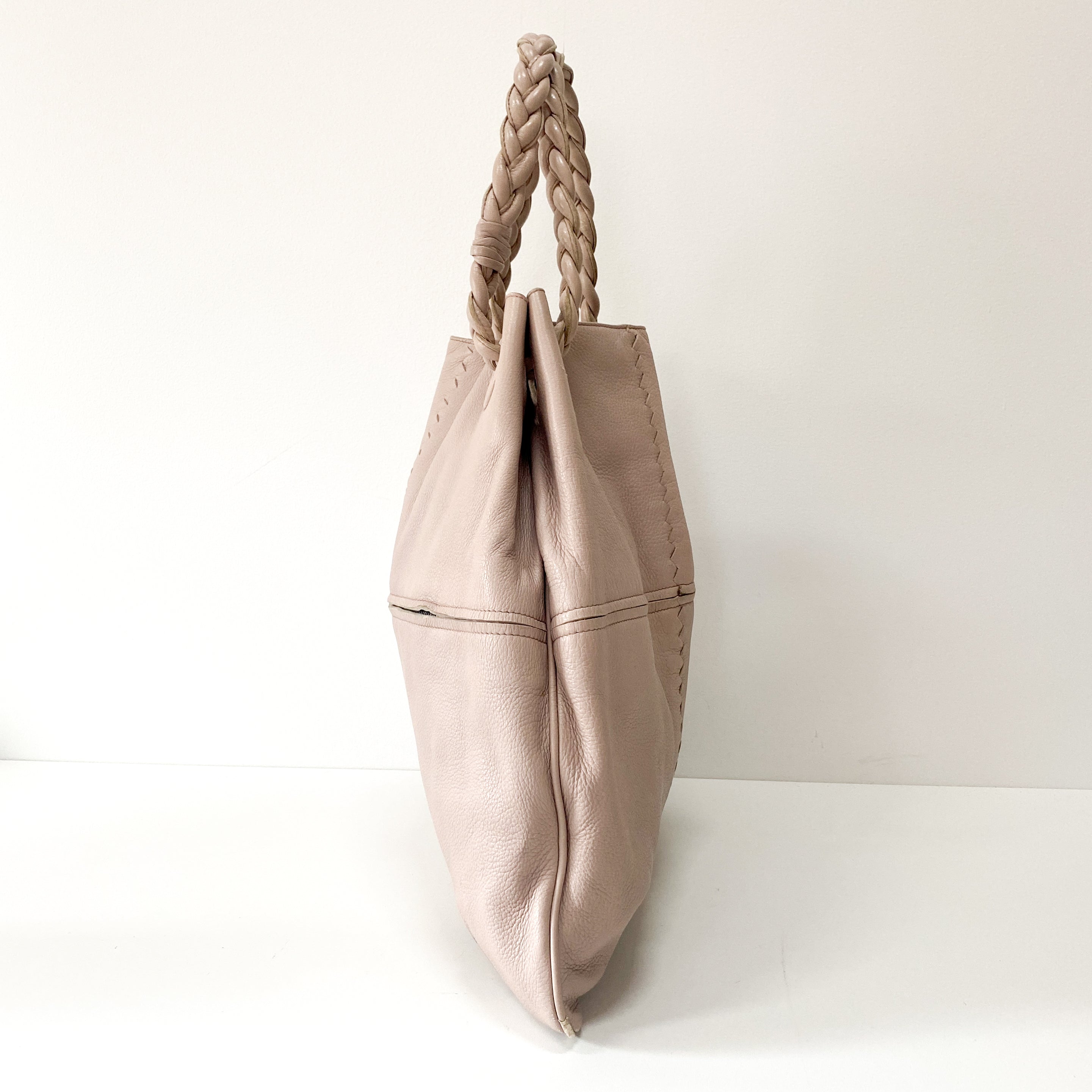 Light Pink Leather Tote Bag