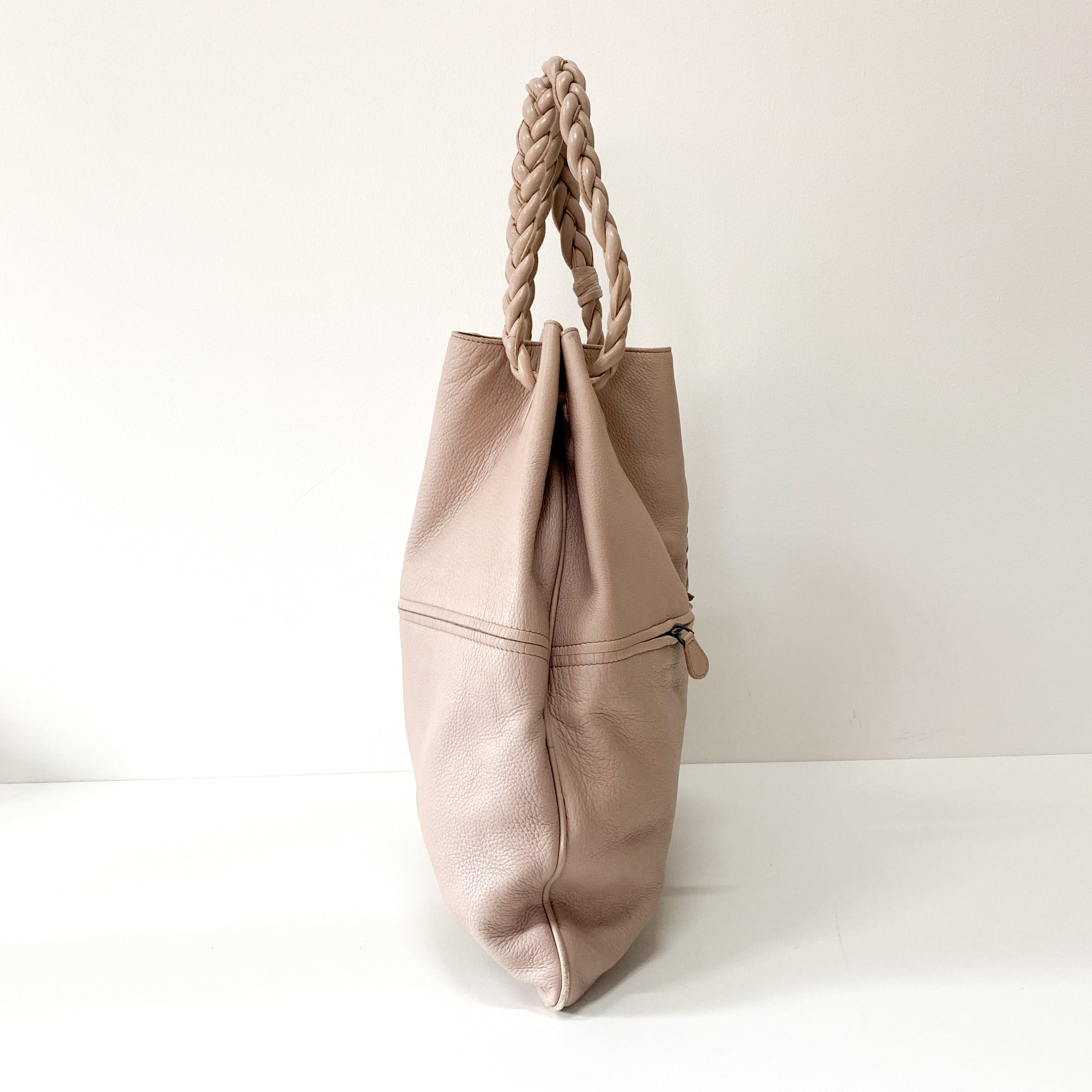 Light Pink Leather Tote Bag